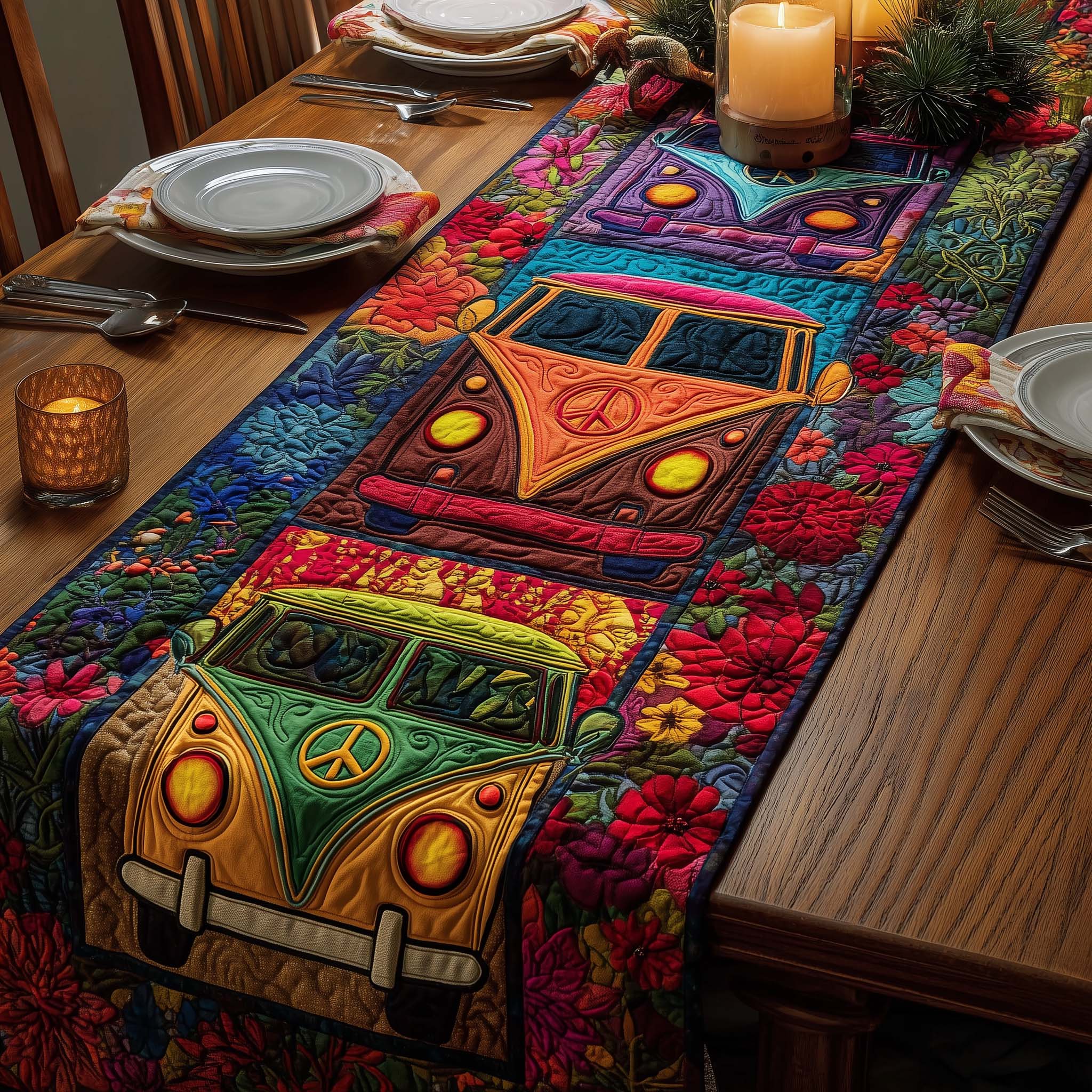 Flower Vans Quilted Table Runner GFTOQM1589