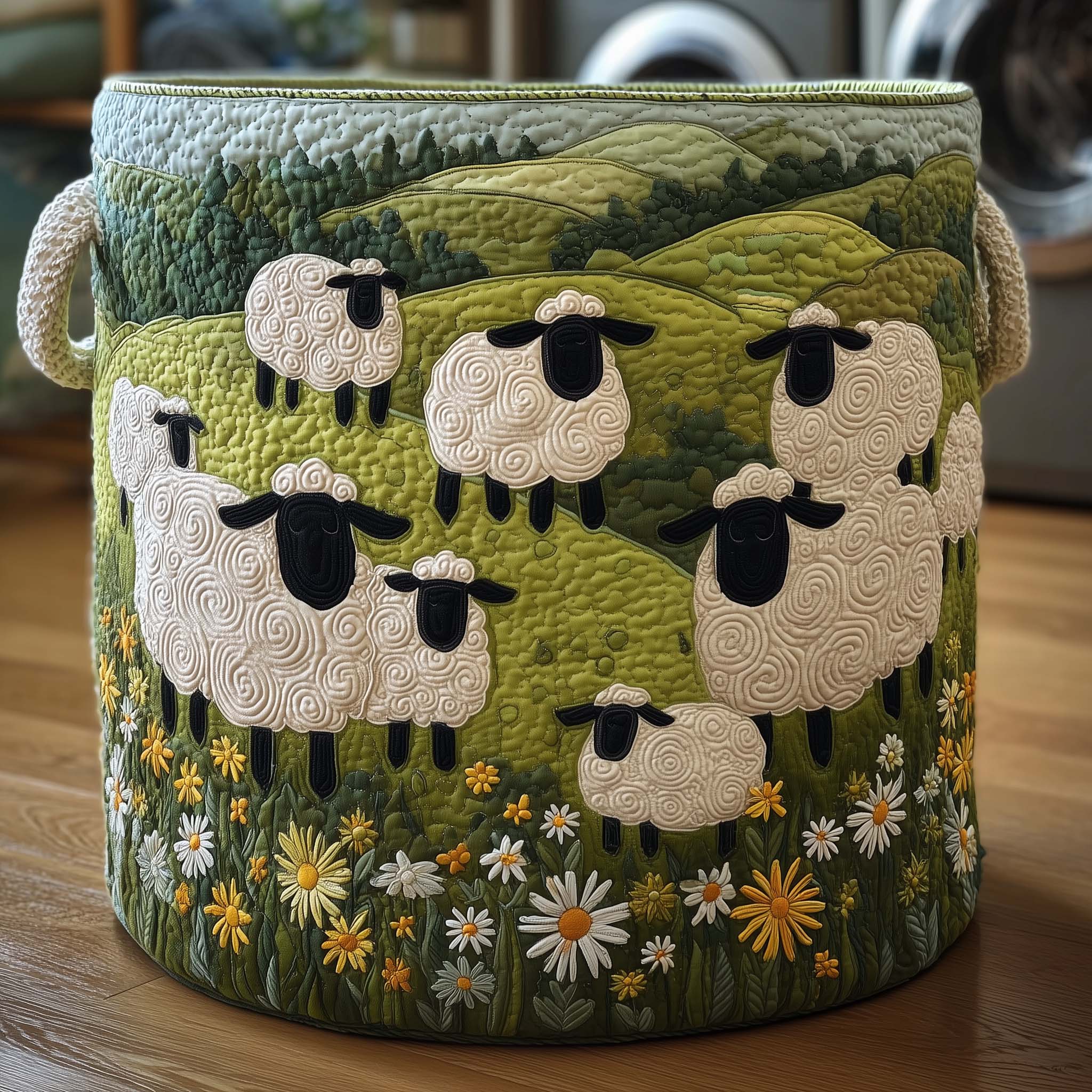 Meadow Sheep Quilted Laundry Basket GFTOQM1747