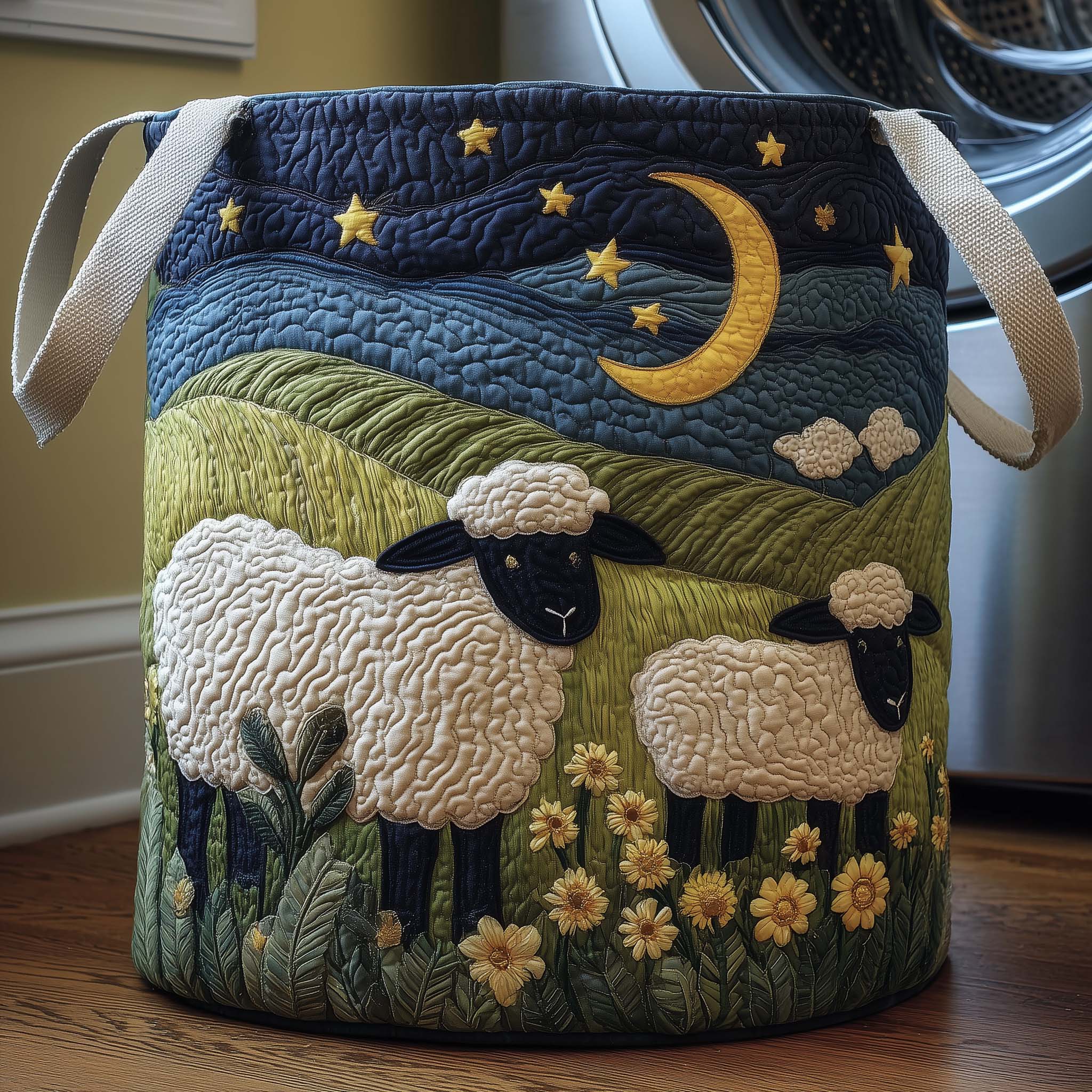 Moonlit Flock Quilted Laundry Basket GFTOQM1749