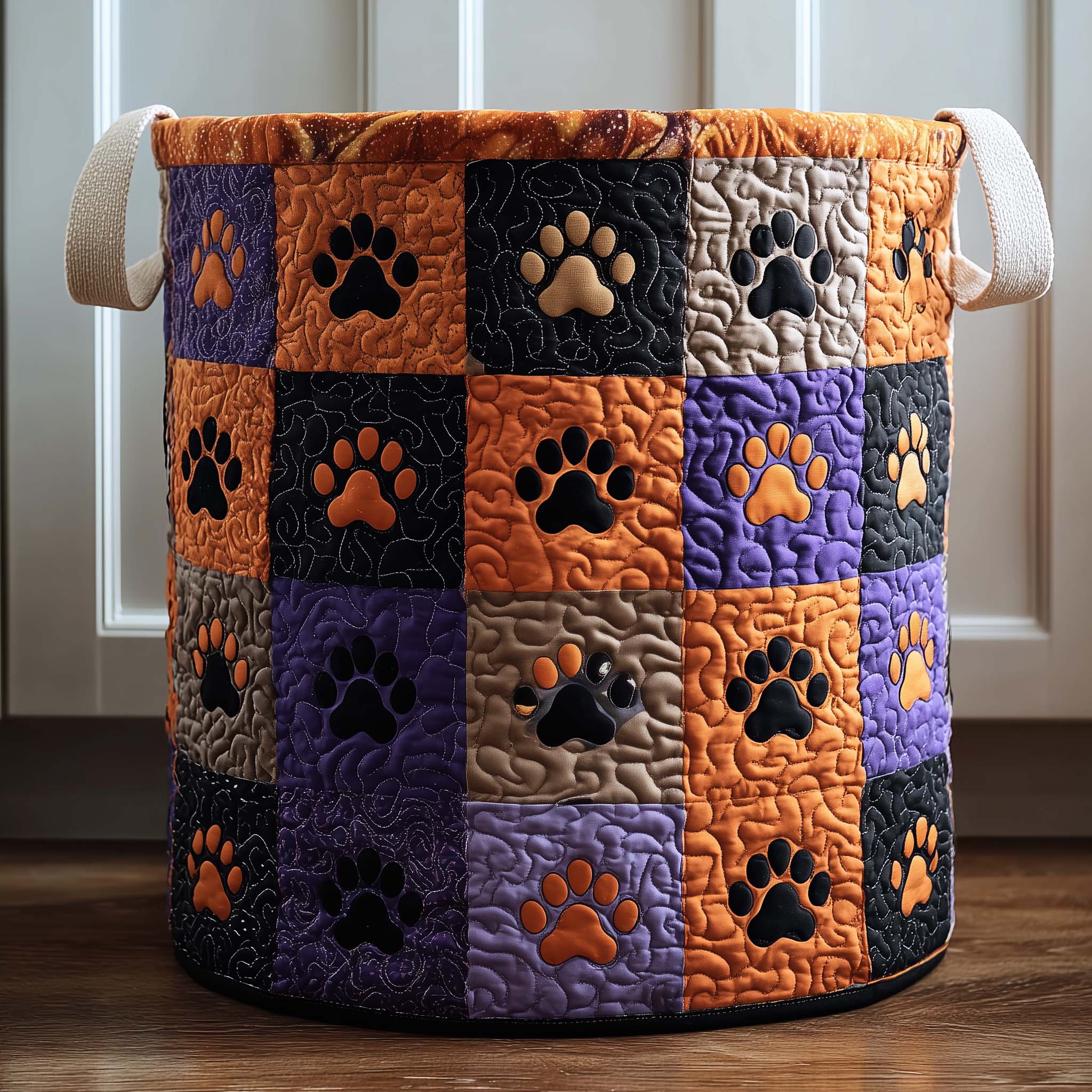 Midnight Paws Quilted Laundry Basket GFTOQM1792