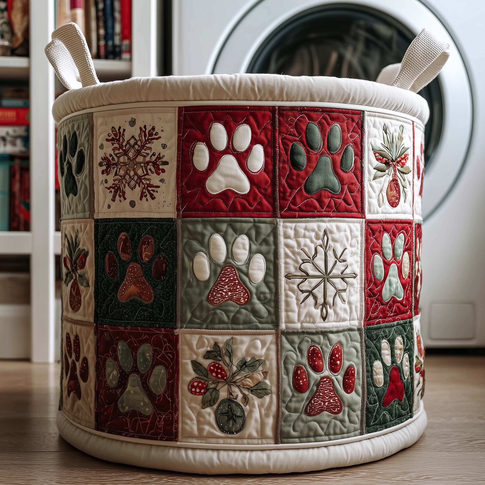 Holiday Paws Quilted Laundry Basket GFTOQM1794