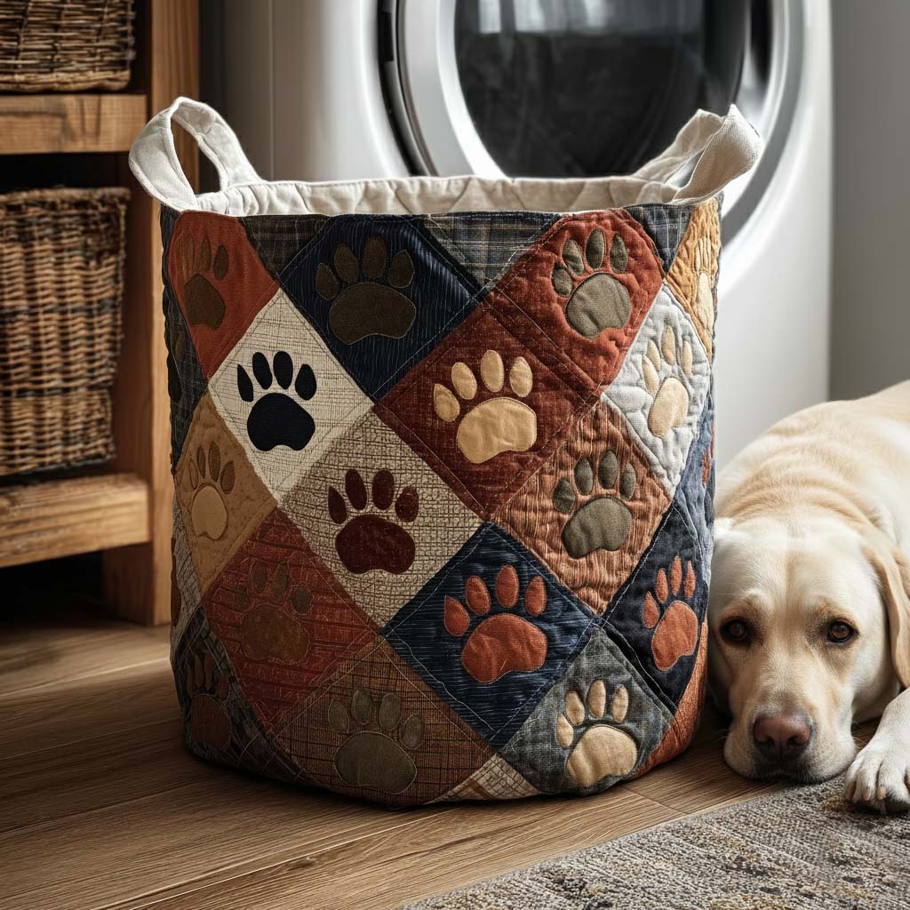 Rustic Paws Quilted Laundry Basket GFTOQM1795