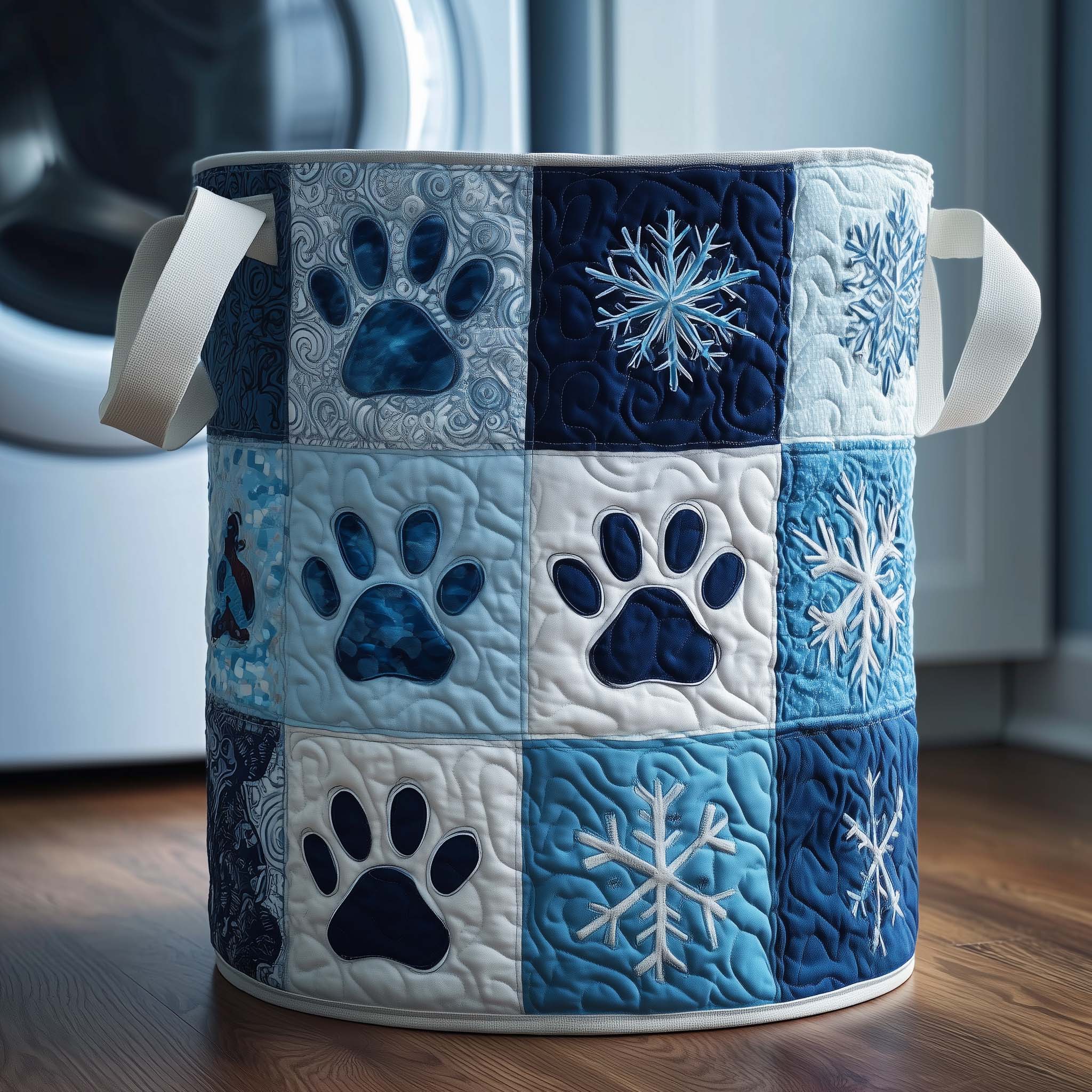 Frost Paws Quilted Laundry Basket GFTOQM1796