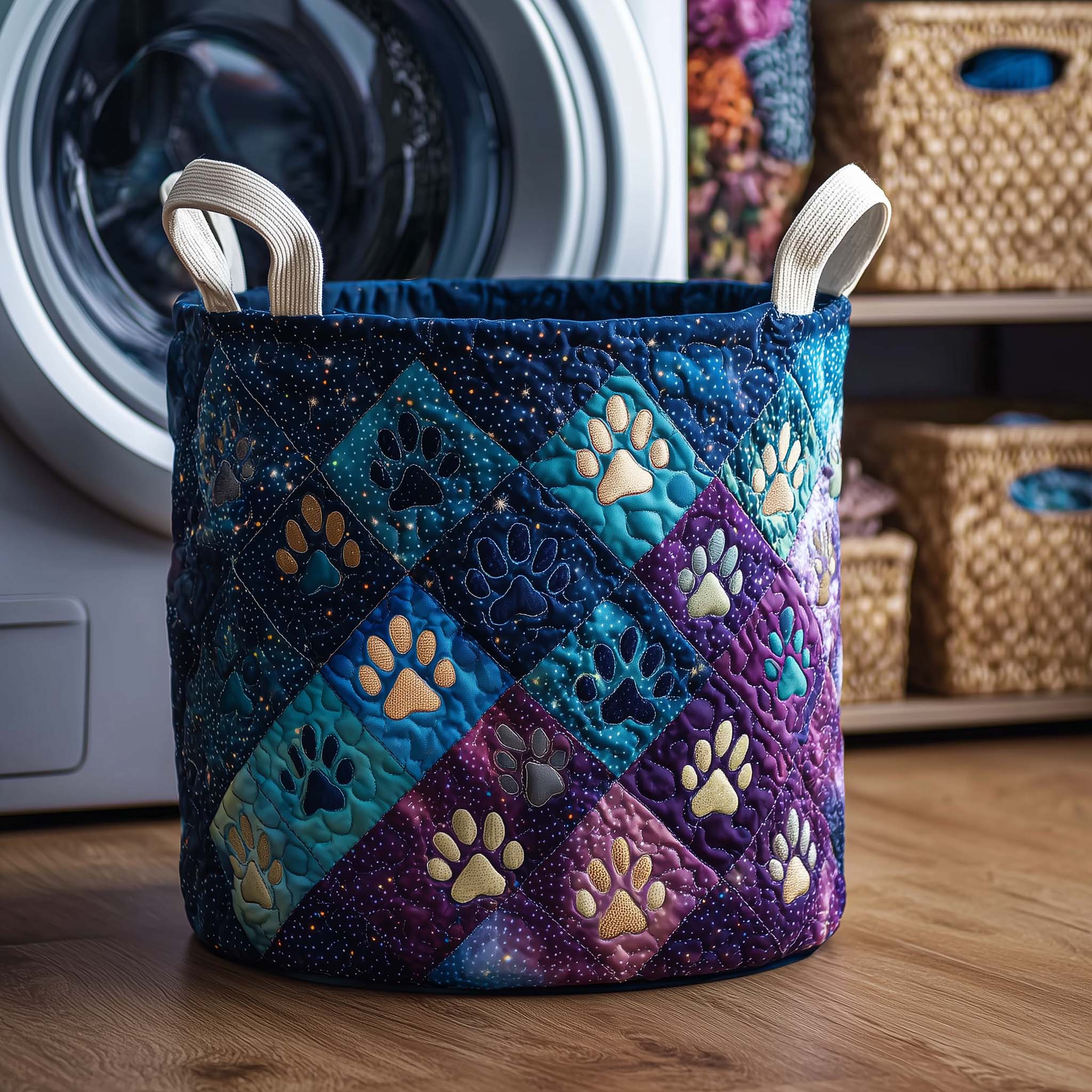 Galaxy Paws Quilted Laundry Basket GFTOQM1797