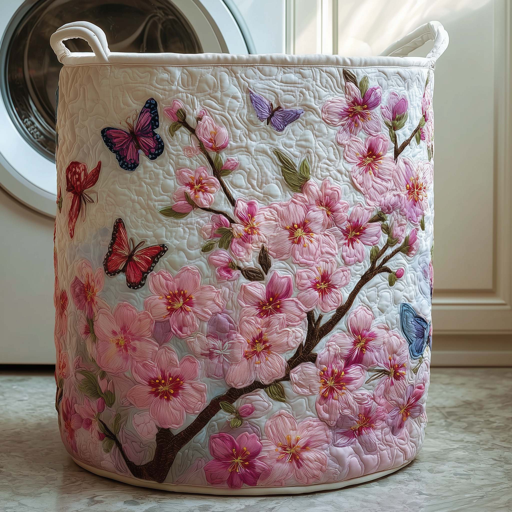 Blossom Flight Quilted Laundry Basket GFTOQM1802