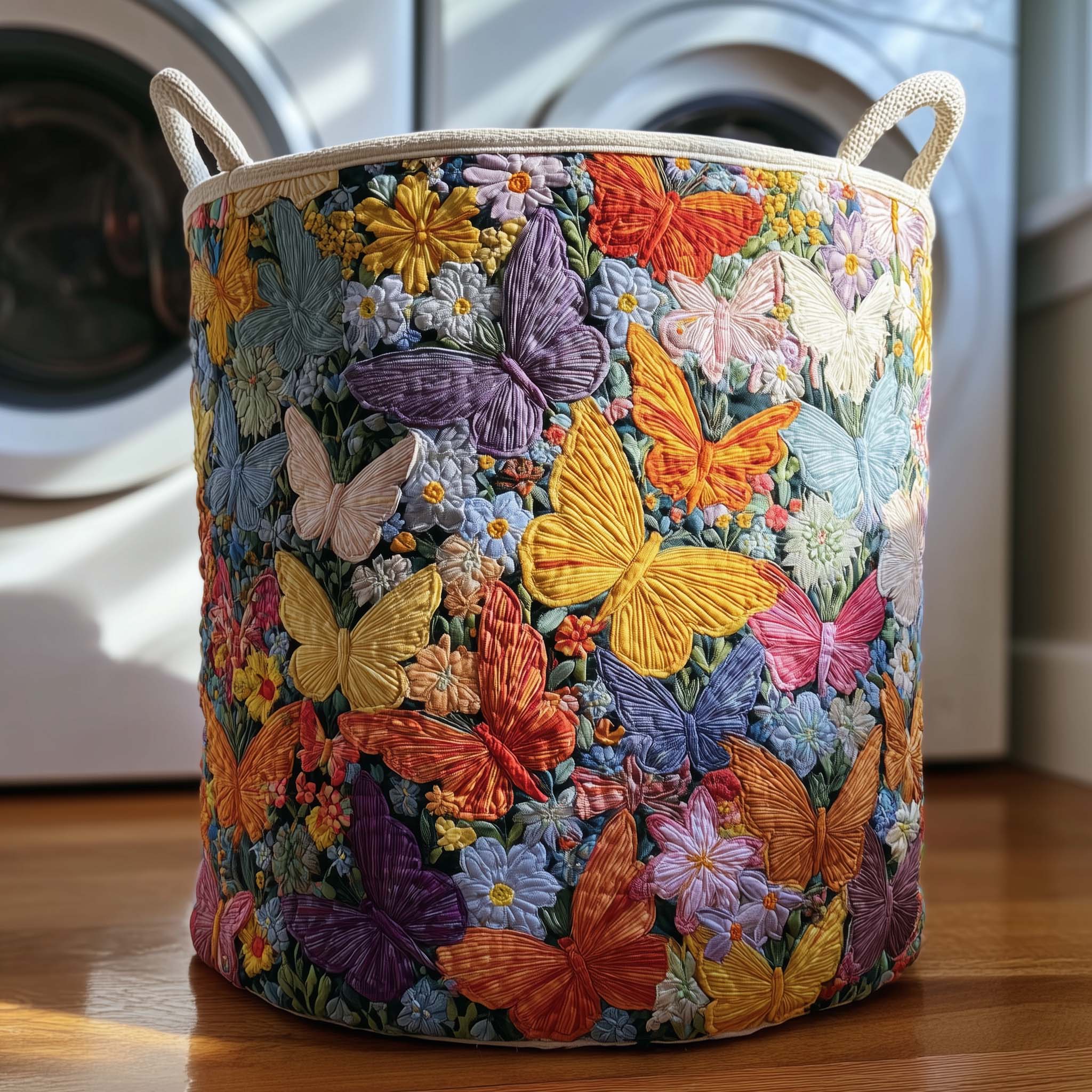 Butterfly Meadow Quilted Laundry Basket GFTOQM1805