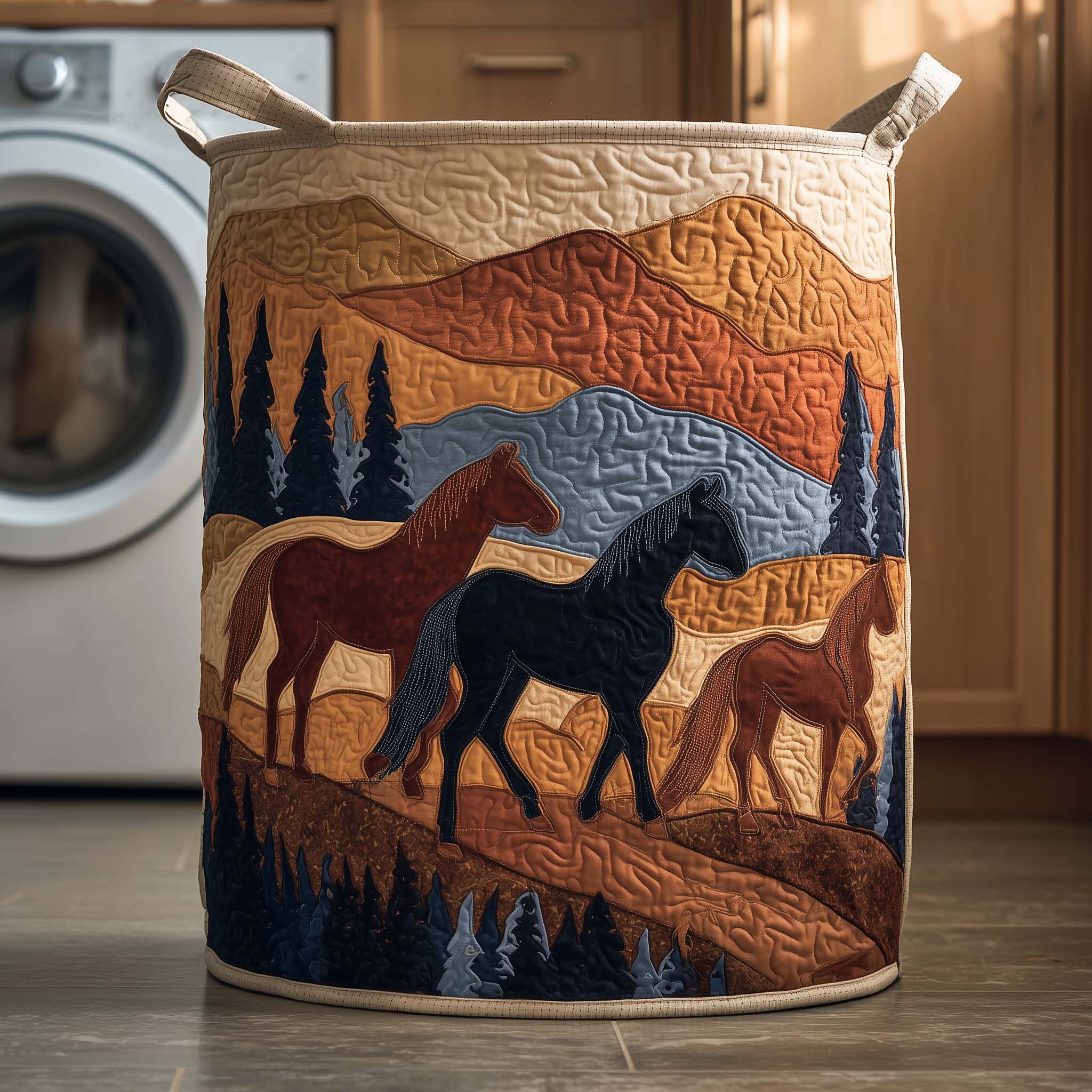 Canyon Riders Quilted Laundry Basket GFTOQM1837