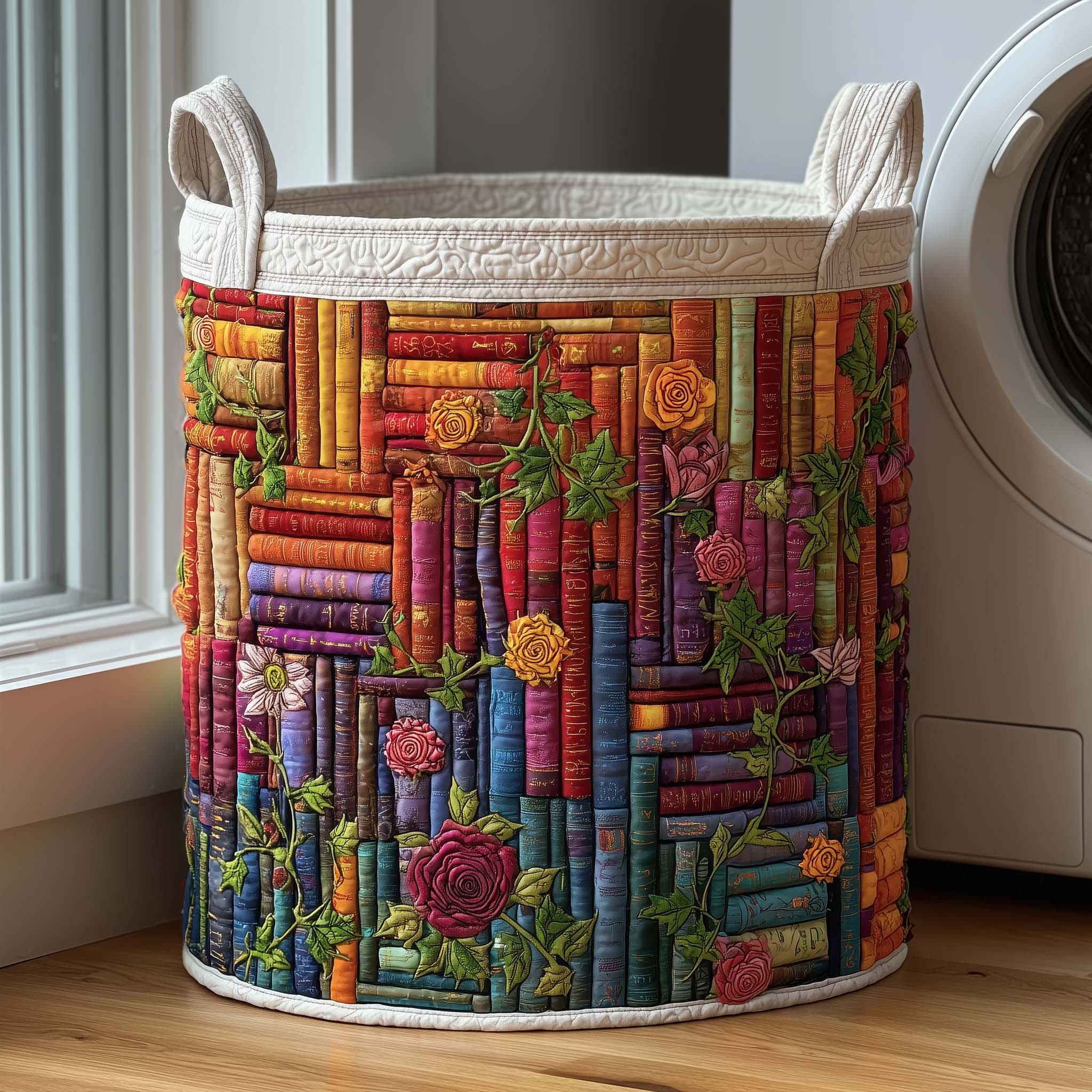 Rose Books Quilted Laundry Basket GFTOQM1902