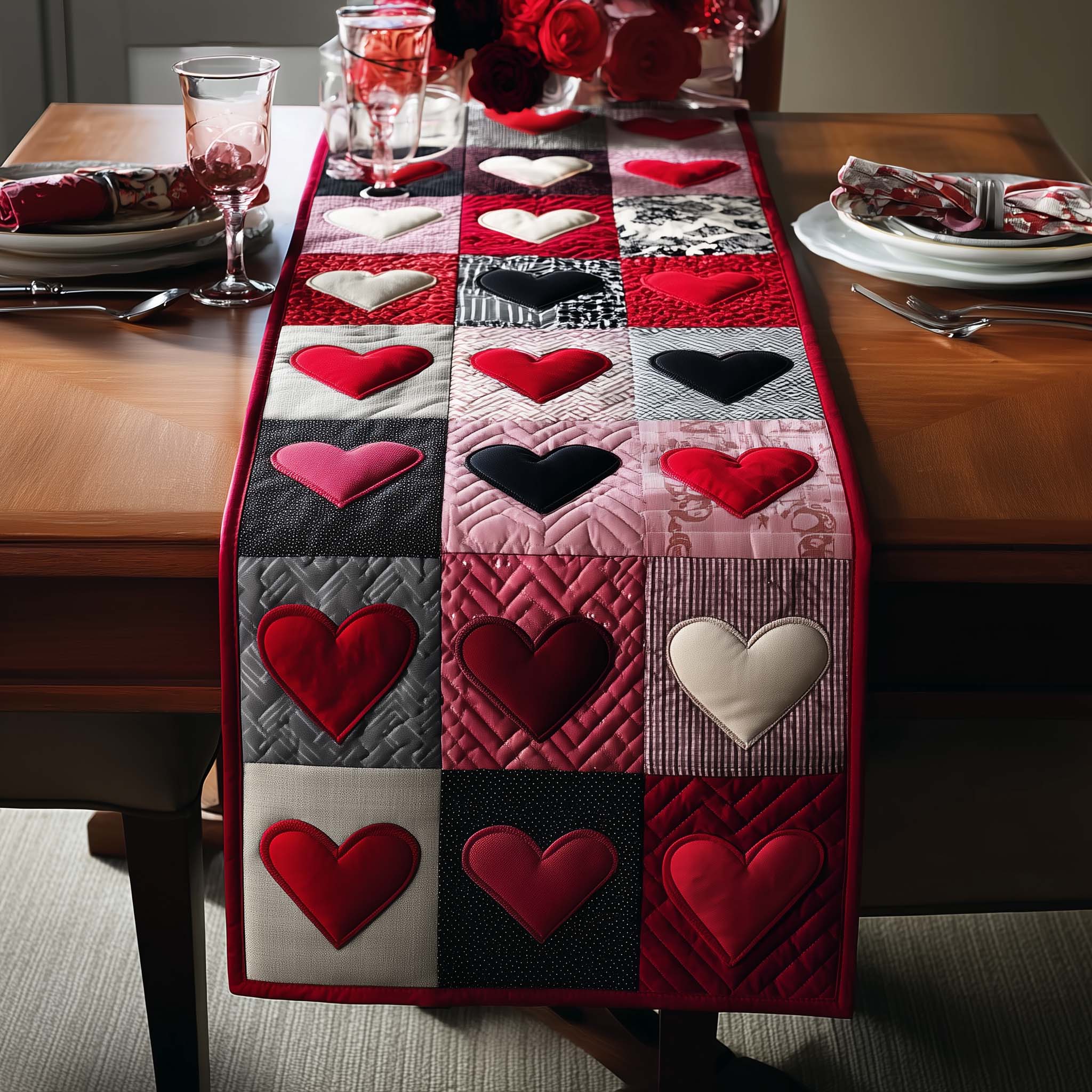 Patchwork Love Quilted Table Runner GFTOQM2215