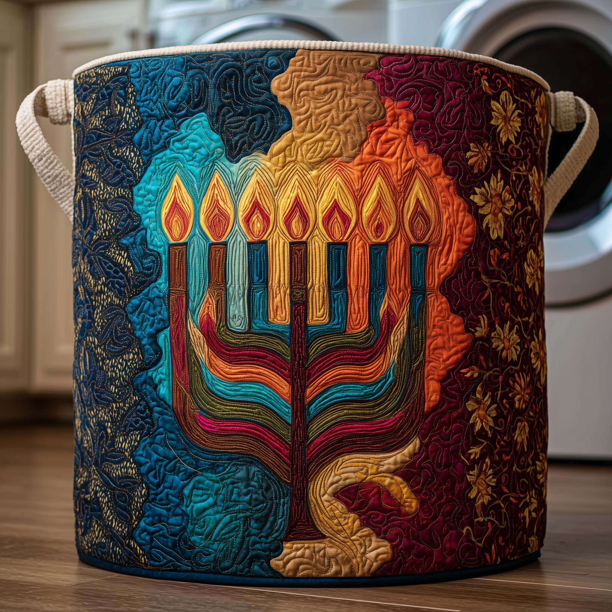 Ember Menorah Quilted Laundry Basket GFTOQM2367