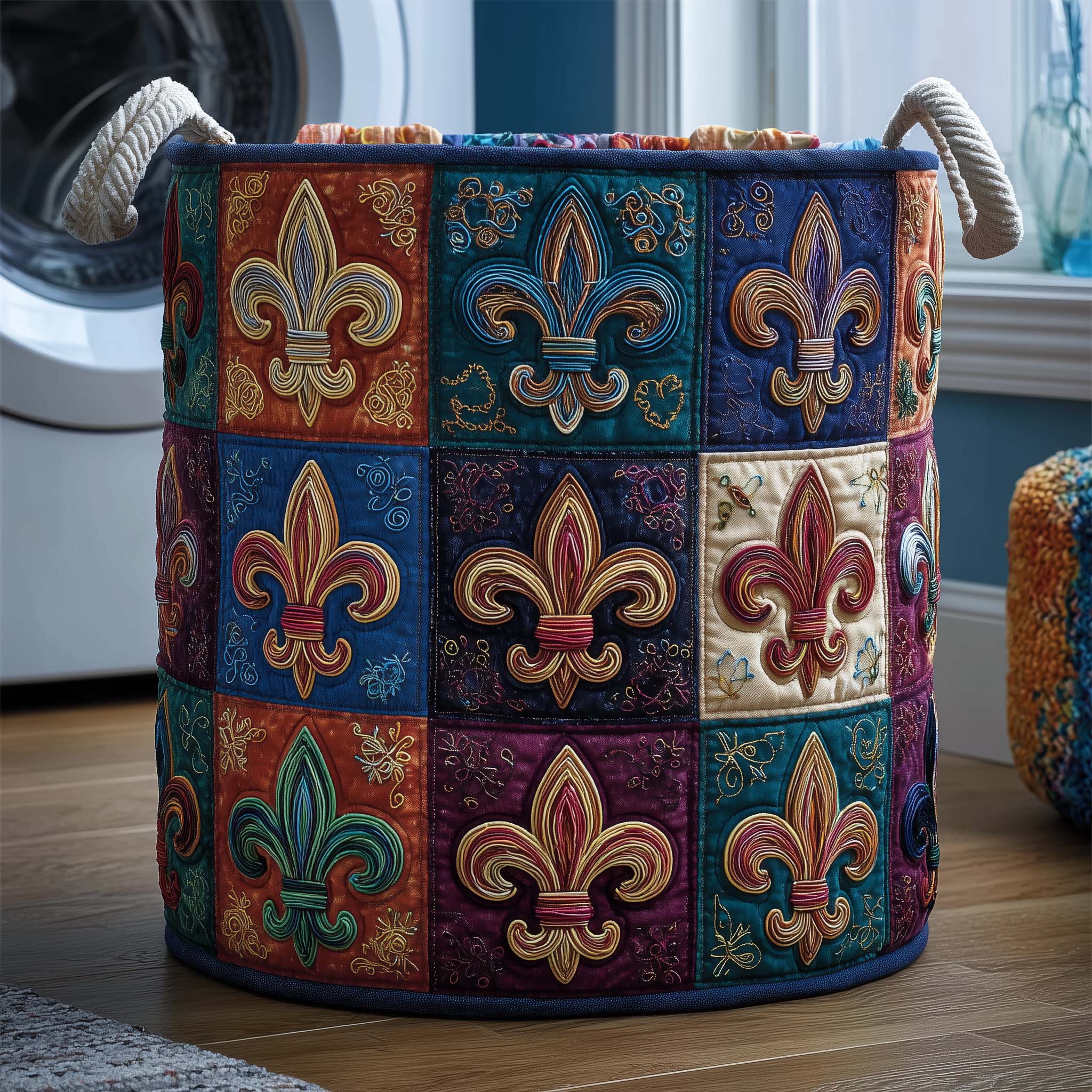 Festive Fleur Quilted Laundry Basket GFTOQM2372