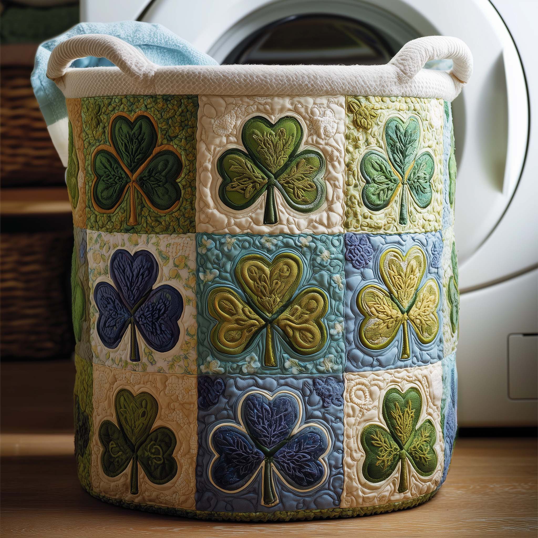 Pastel Clover Quilted Laundry Basket GFTOQM2376