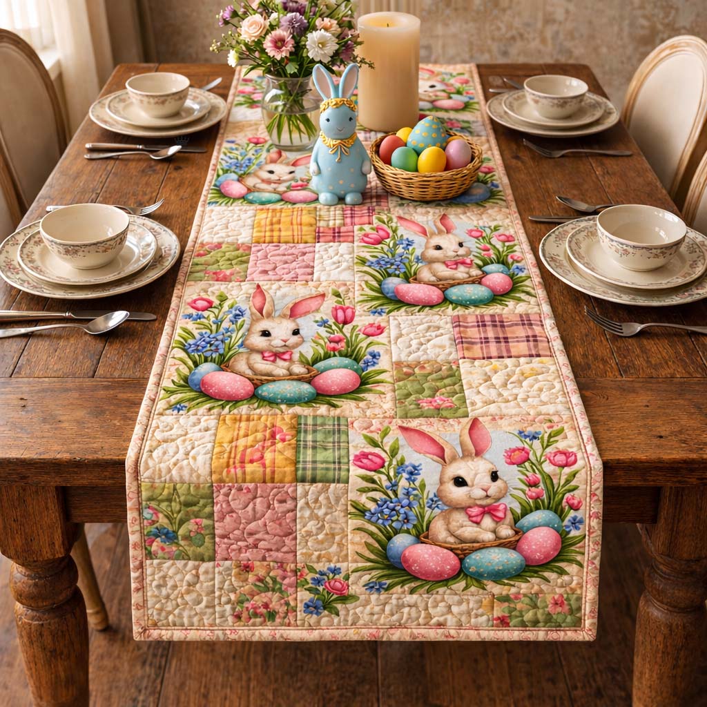 Bunny Patchwork Quilted Table Runner GFTOQM3682