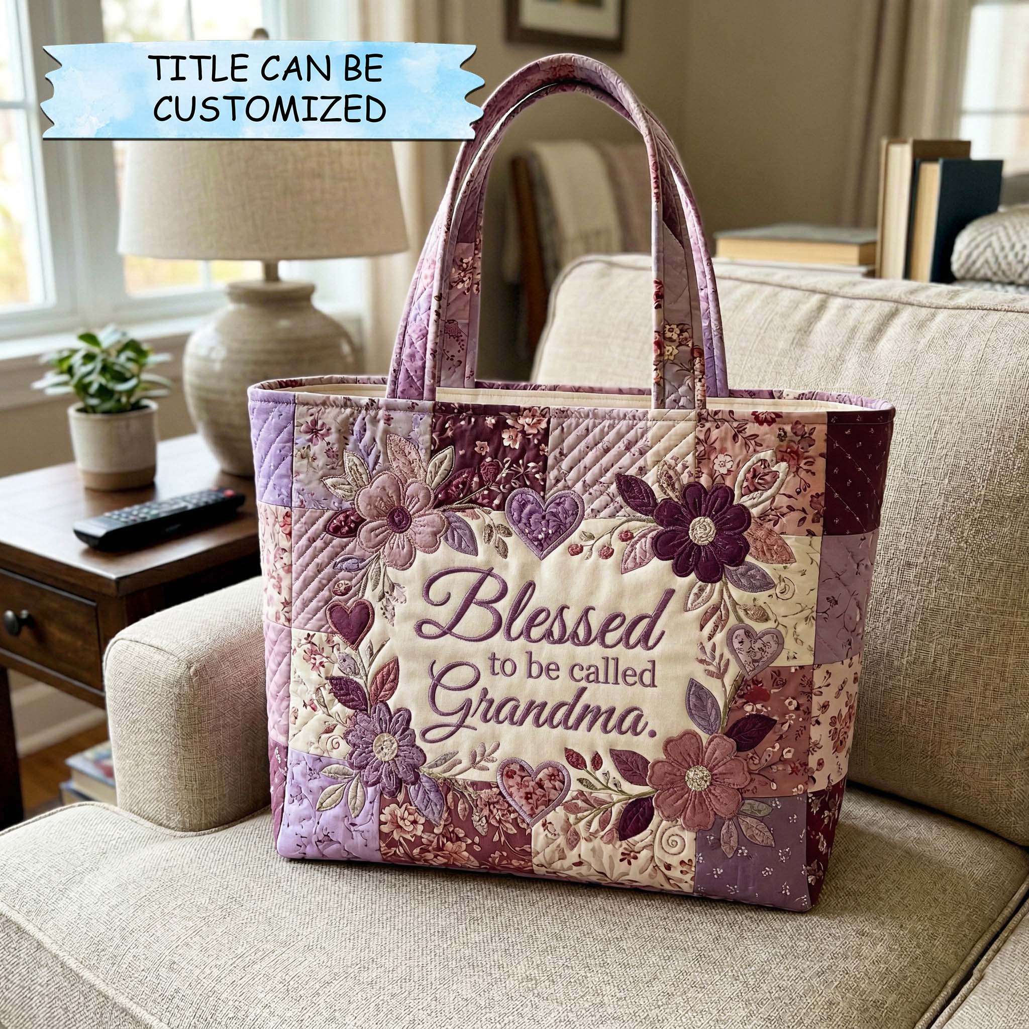 Violet Grandma Quilted Tote Bag QTCUZ GFTOQM3966