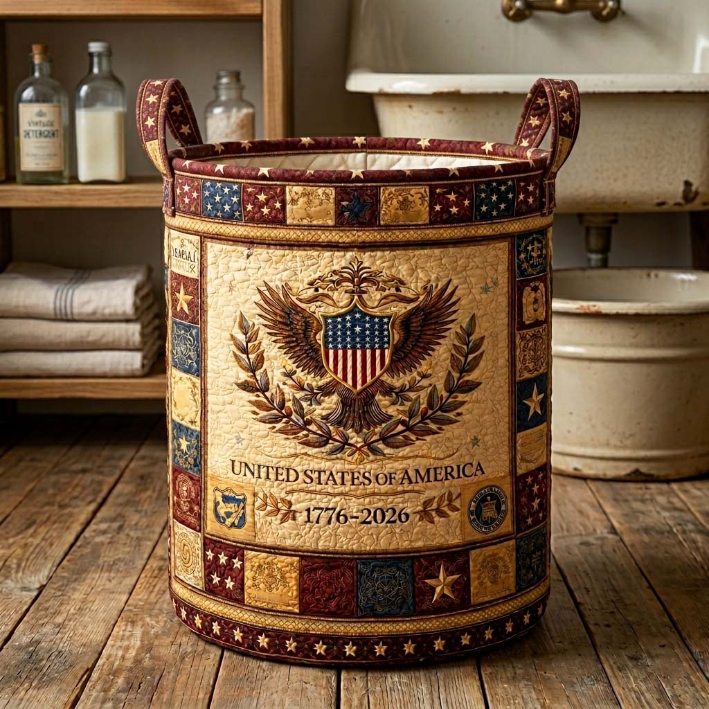 Herritage Patch Quilted Laundry Basket GFTOQM4032