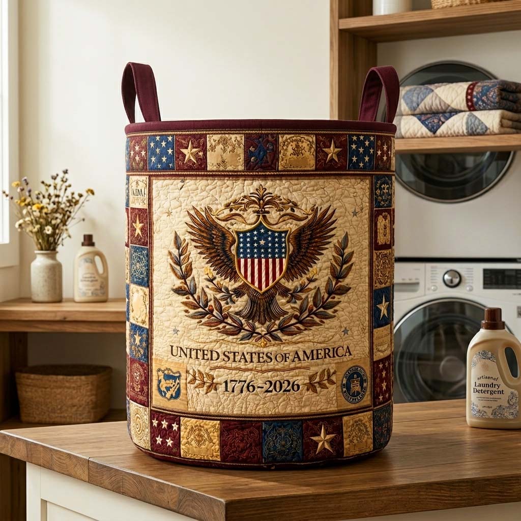 Herritage Patch Quilted Laundry Basket GFTOQM4033