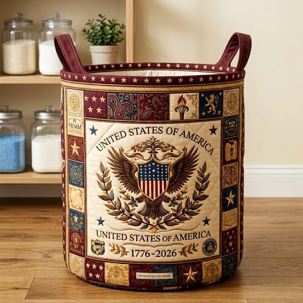Herritage Patch QuiltedLaundry Basket GFTOQM4034