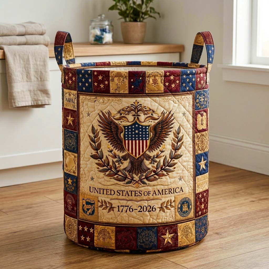 Herritage Patch Quilted Laundry Basket GFTOQM4035