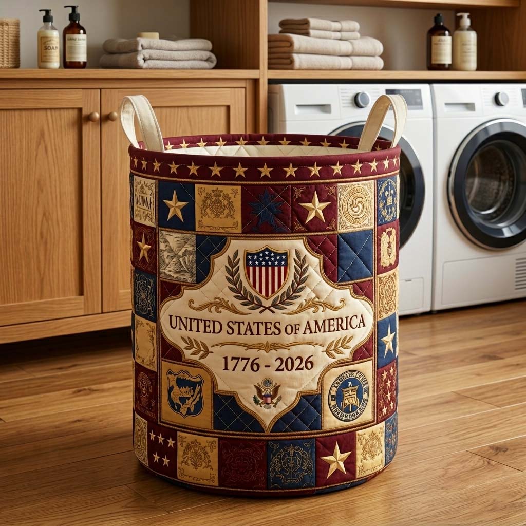 Herritage Patch Quilted Laundry Basket GFTOQM4038