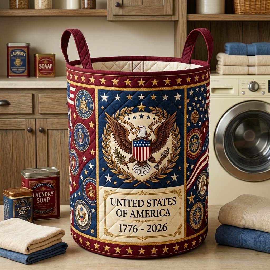 Herritage Patch Quilted Laundry Basket GFTOQM4039