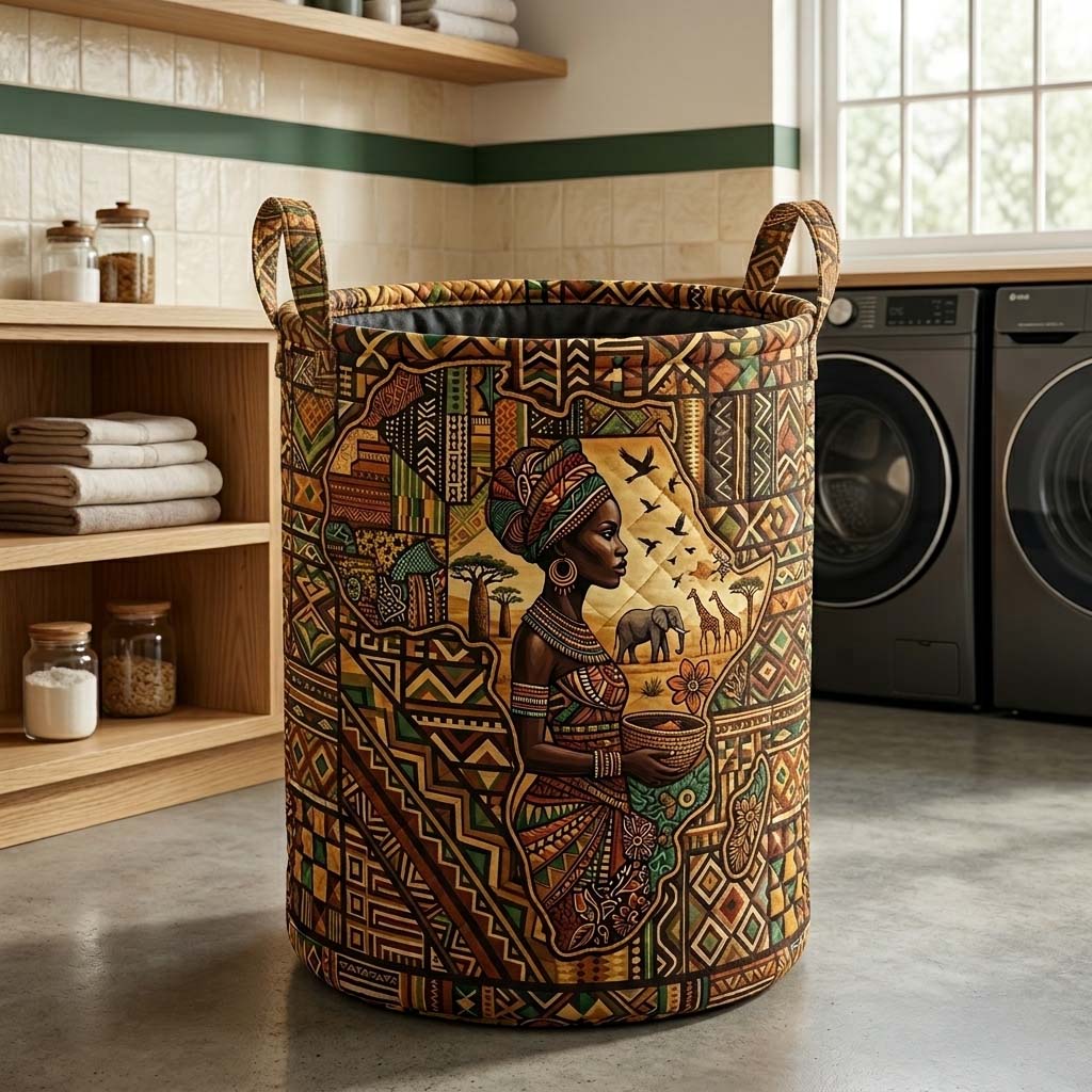 Africa Legacy Quilted Laundry Basket GFTOQM4104
