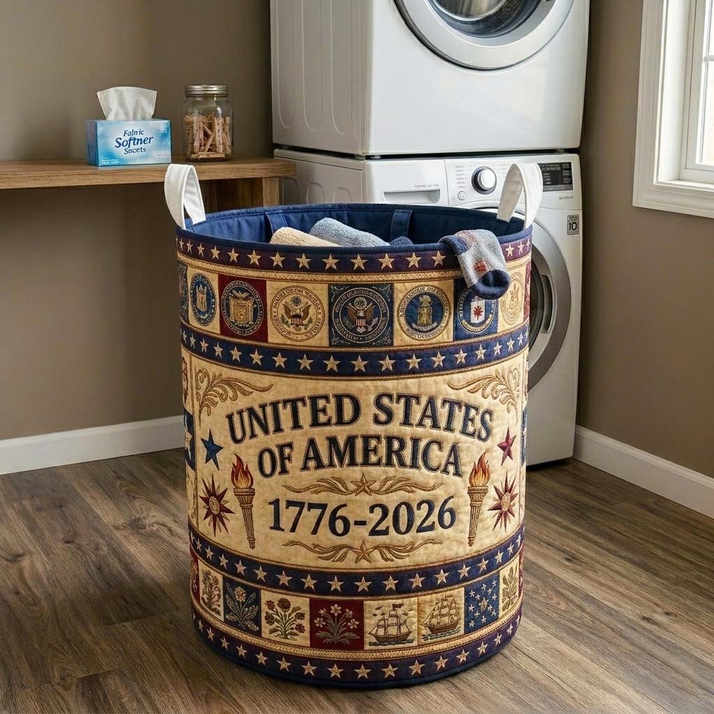 Herritage Patch Quilted Laundry Basket GFTOQM4127