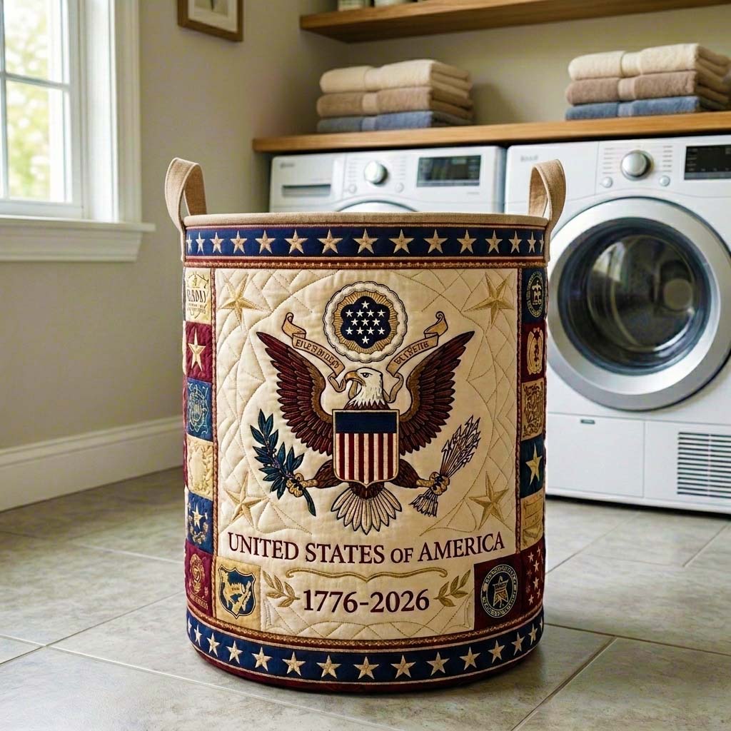 Herritage Patch Quilted Laundry Basket GFTOQM4128