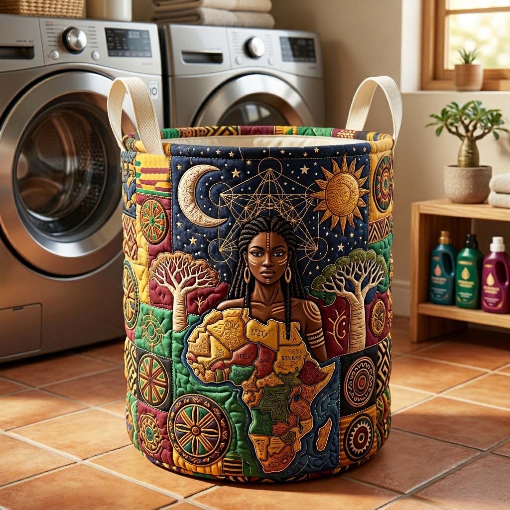 Cosmic Ancestry Quilted Laundry Basket GFTOQM4162