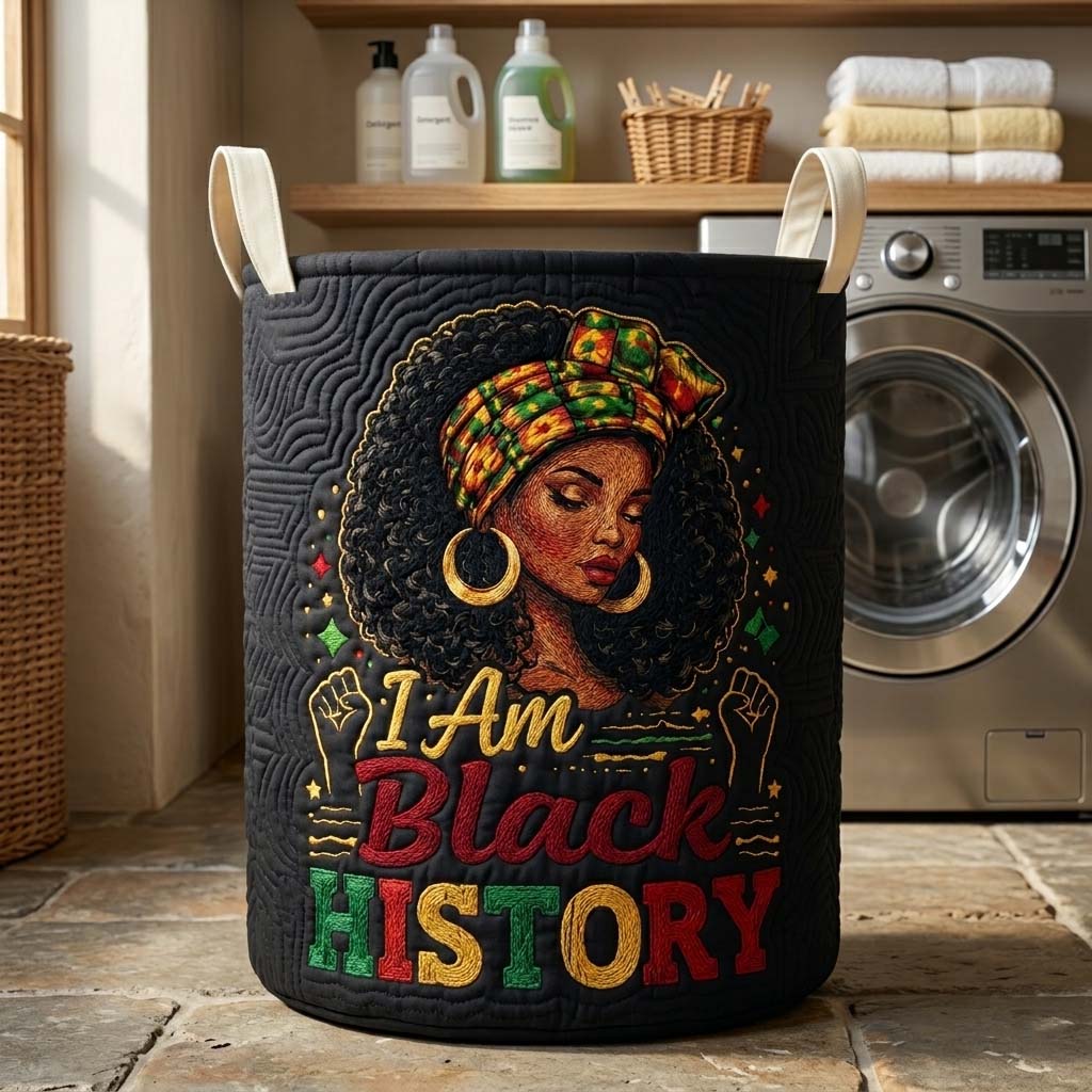 Melanin Legacy Quilted Laundry Basket GFTOQM4215