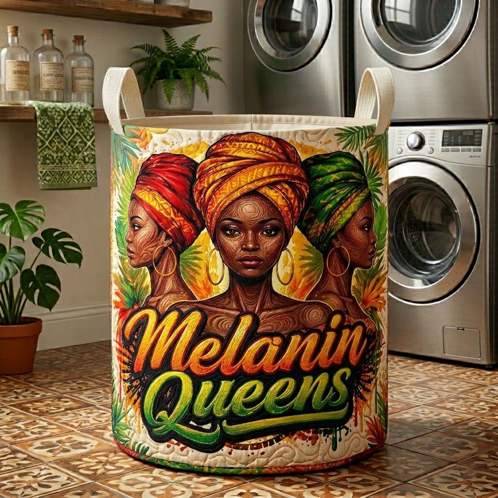 Melanin Legacy Quilted Laundry Basket GFTOQM4217