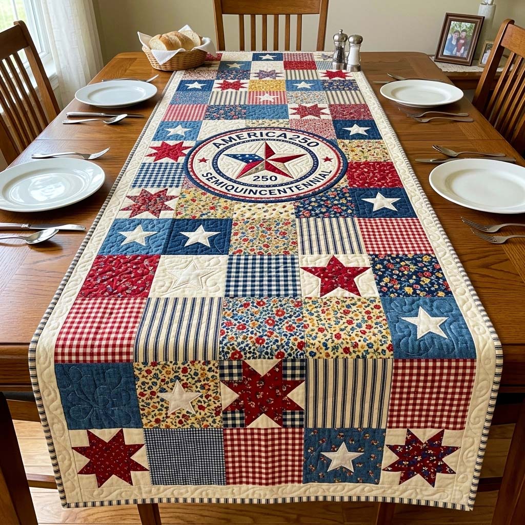 Star Patchwork Quilted Table Runner GFTOQM4227