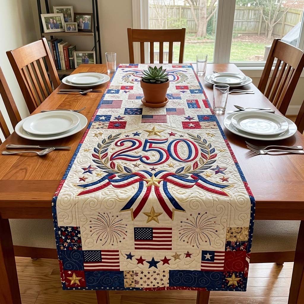 Semicentennial Wreath Quilted Table Runner GFTOQM4231
