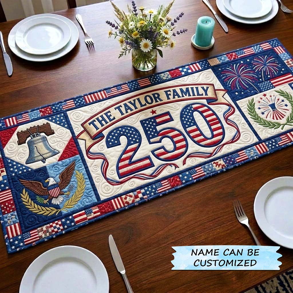 America 250th Anniversary Quilted Table Runner QTCUZ GFTOQM4331