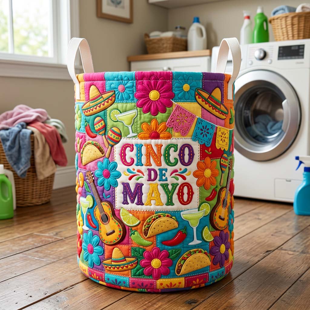 Fiesta Patch Quilted Laundry Basket GFTOQM4485