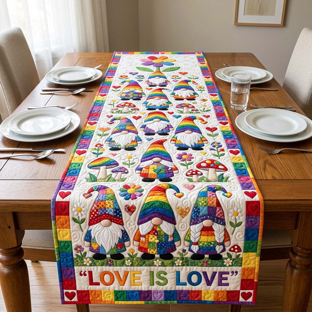 Rainbow Gnome Quilted Table Runner GFTOQM4697