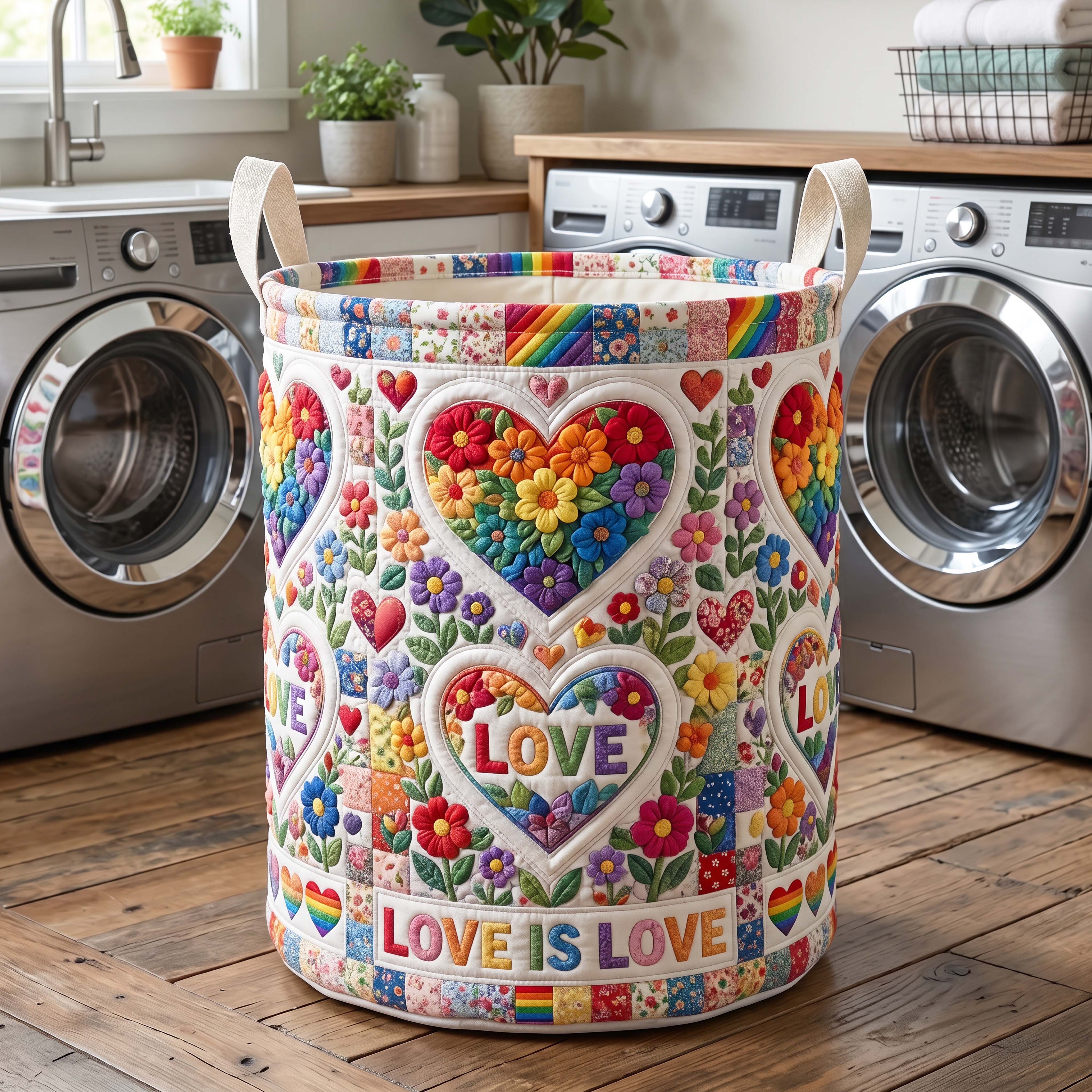 Floral Unity Quilted Laundry Basket GFTOQM4883