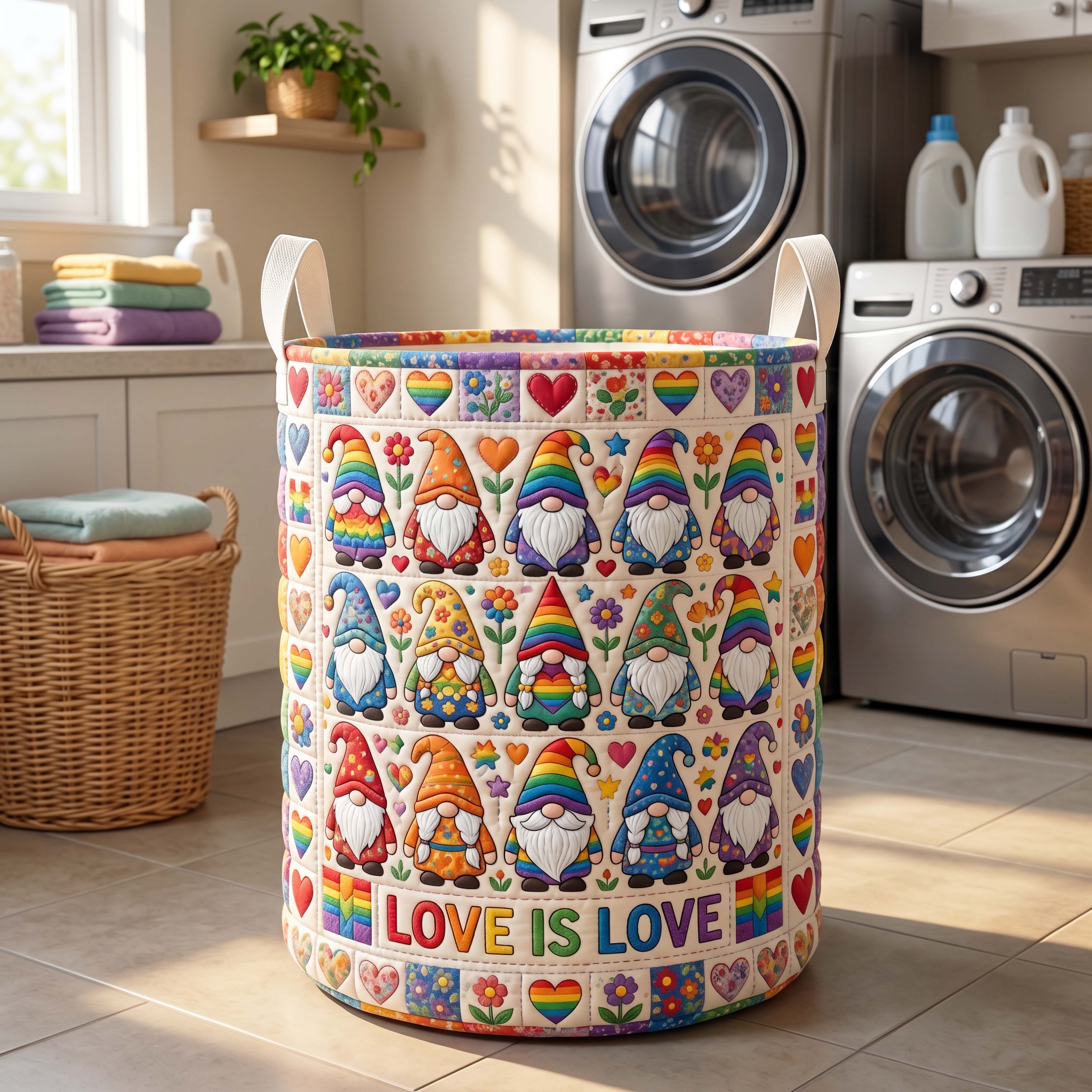 Pride Gnomes Quilted Laundry Basket GFTOQM4884