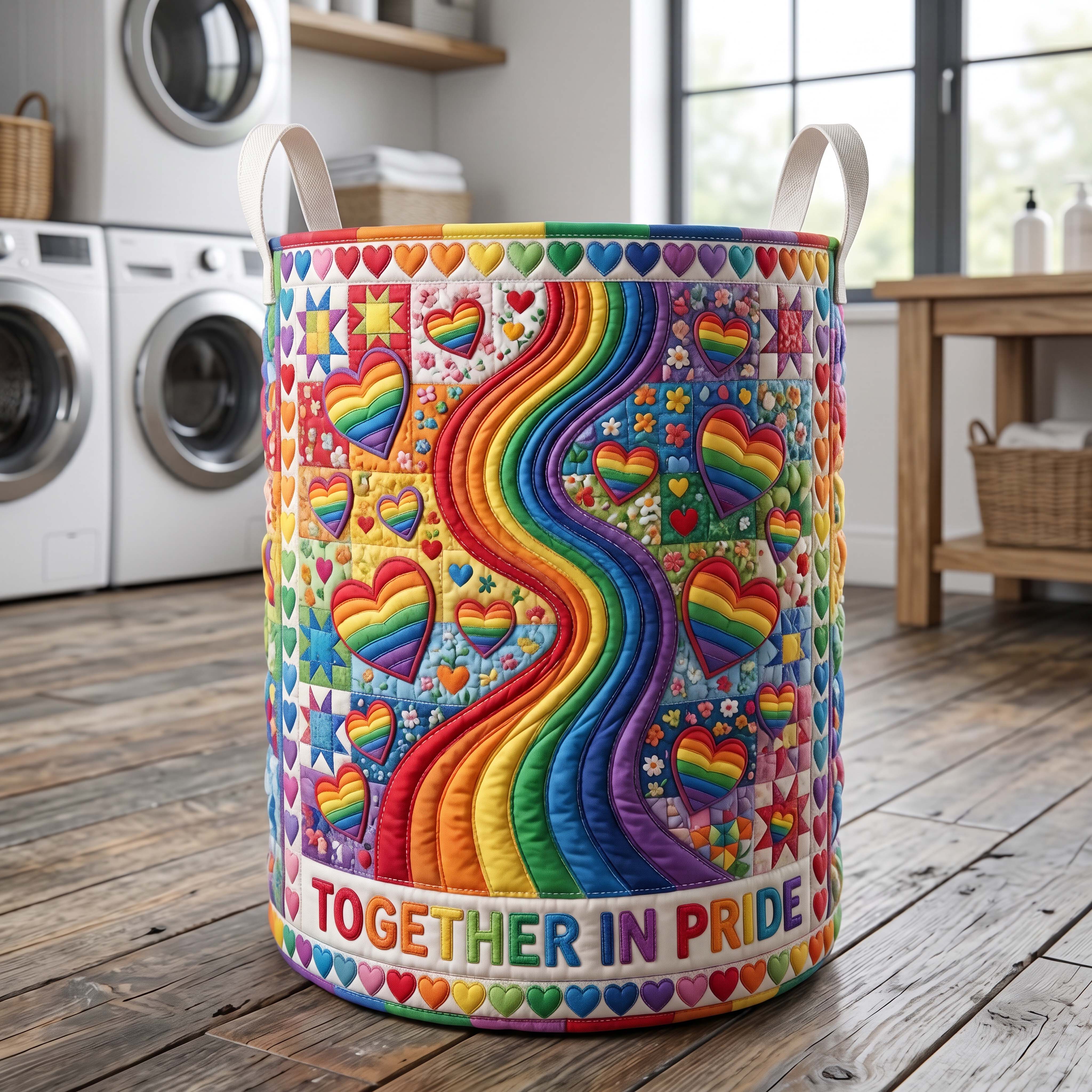 Unity Waves Quilted Laundry Basket GFTOQM4887