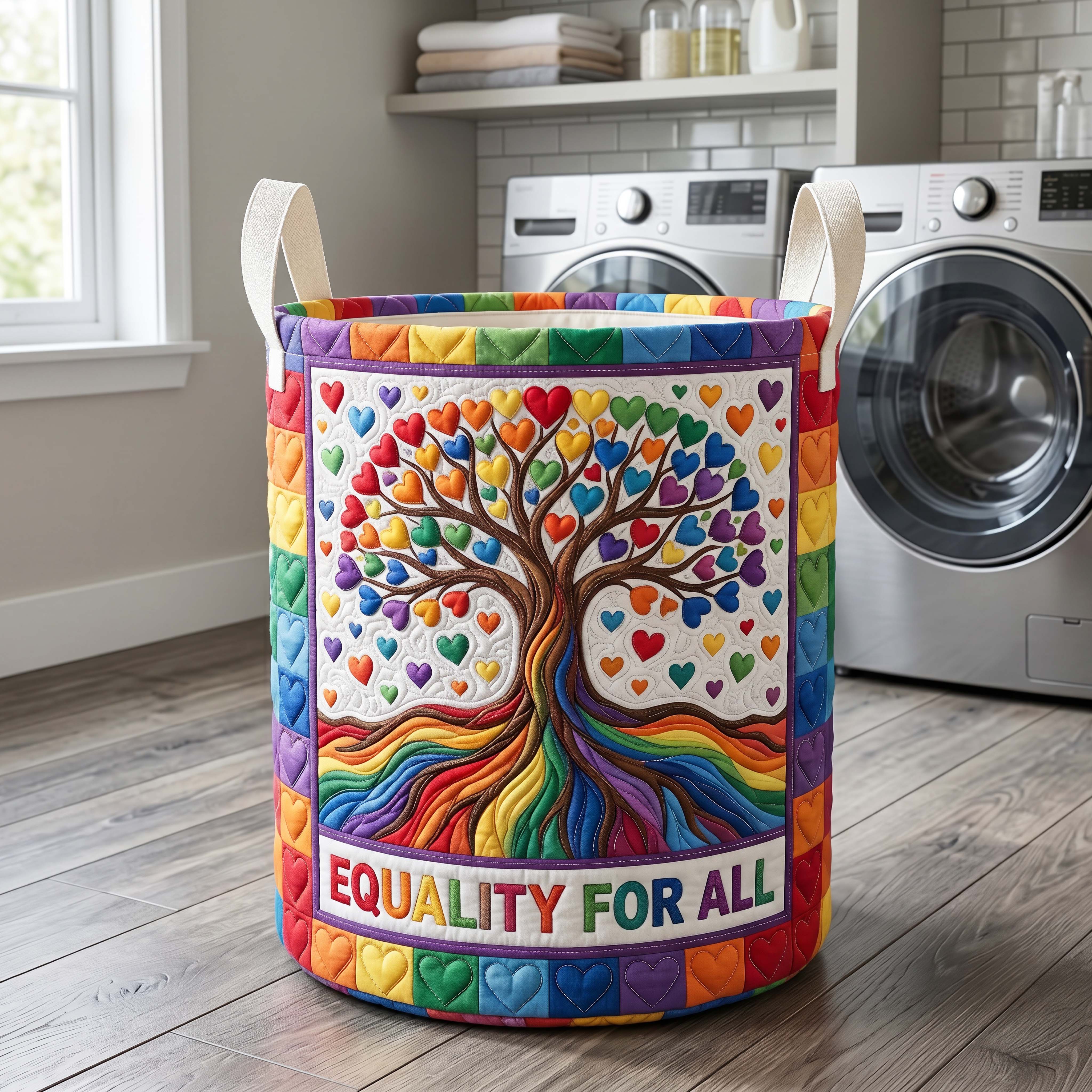 Harmony Tree Quilted Laundry Basket GFTOQM4889