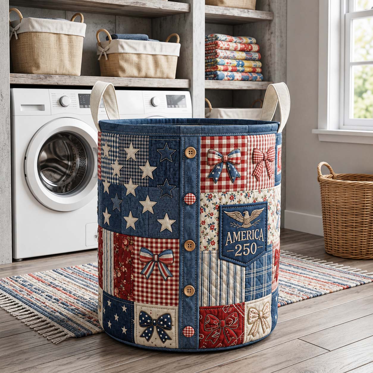 Freedom Bows Quilted Laundry Basket GFTOQM5074
