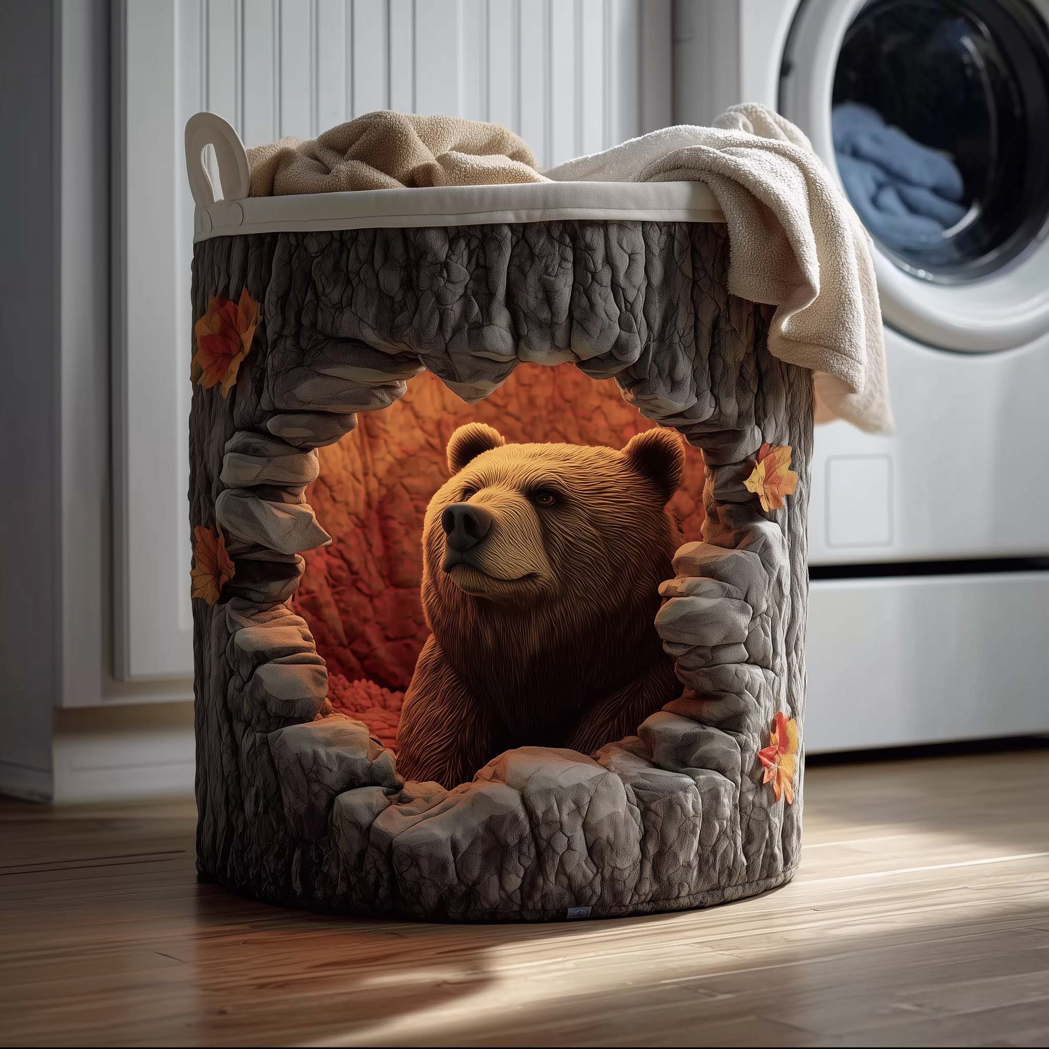 Rustic Bear Quilted Laundry Basket GFTOTG1431