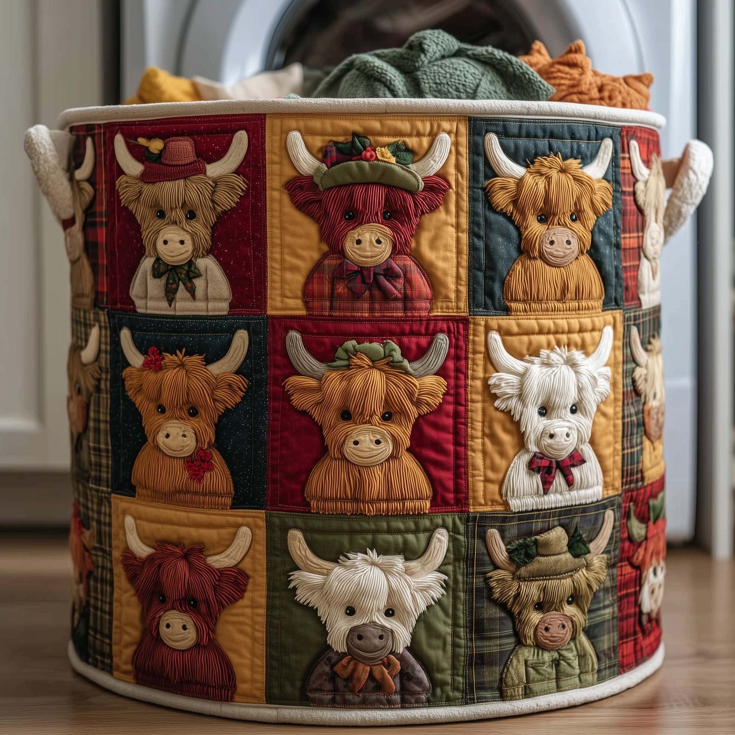 Highiand Cow QuiltedLaundry Basket GFTOTG237