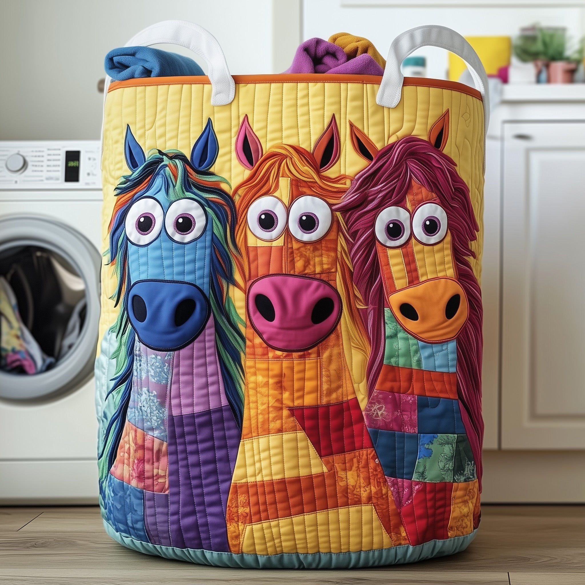 Whimsical Horse Quilted Laundry Basket GFTOTG507