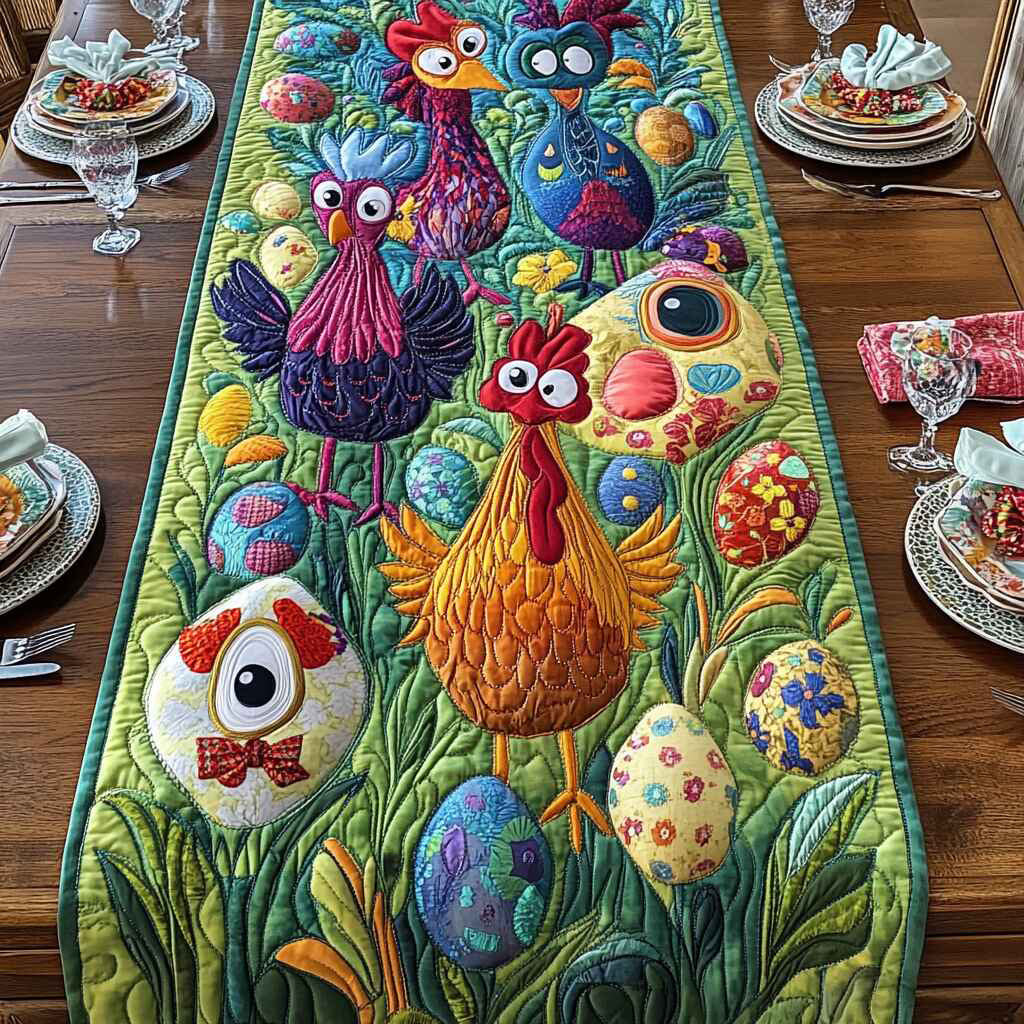 Happy Easter Quirky Farmhouse Quilted Table Runner GFTOTL2732