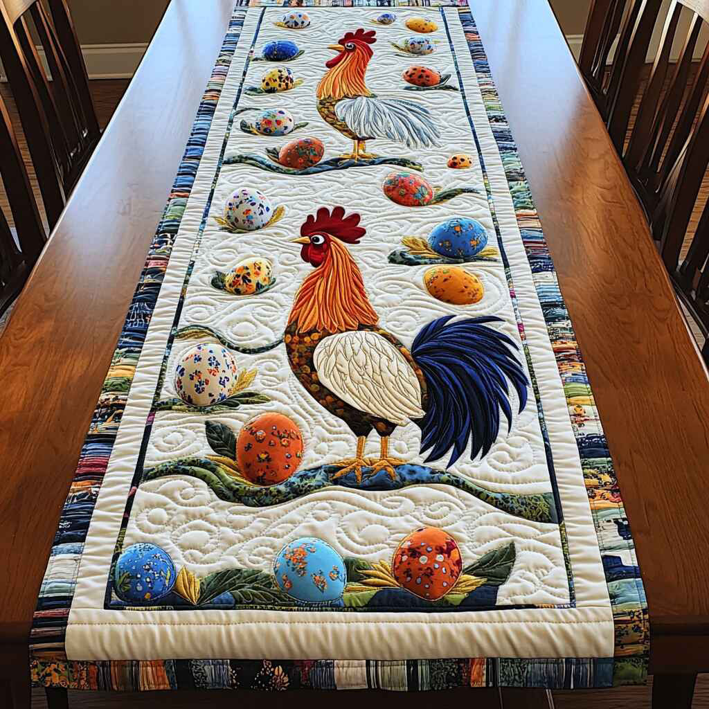 Happy Easter Quirky Farmhouse Quilted Table Runner GFTOTL2733