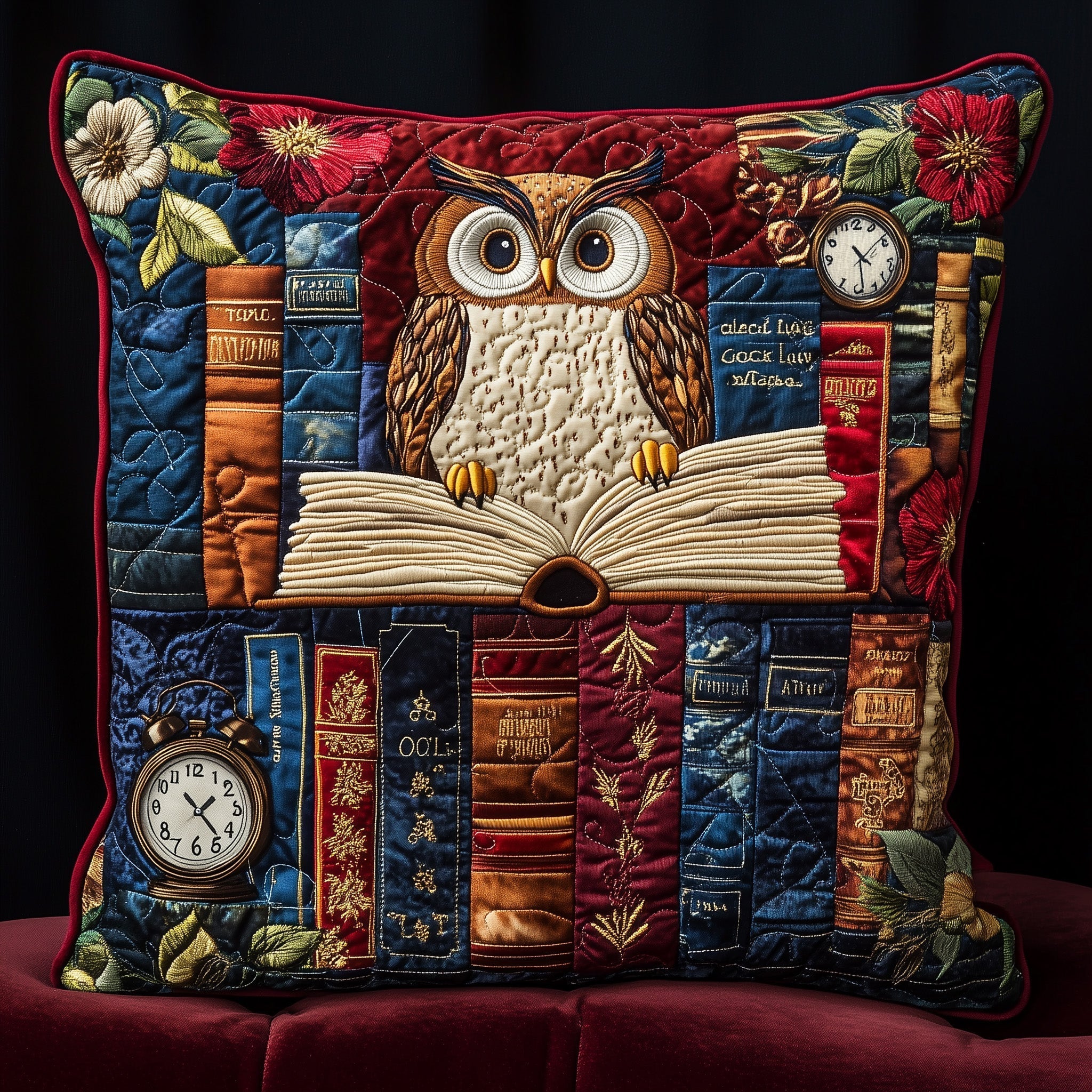 Owl Lady Love Reading Quilted Pillow Case GFTOTL2991