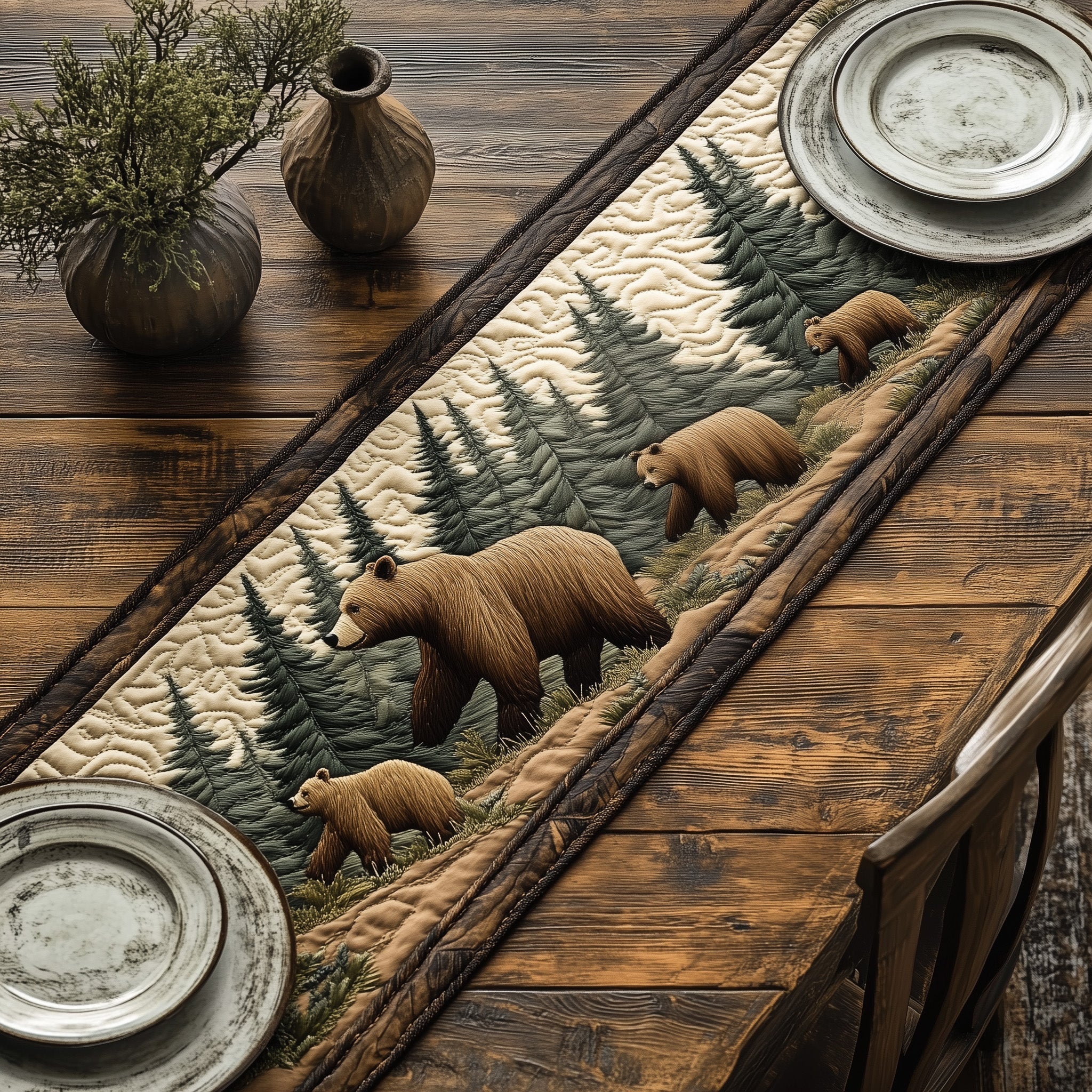 Rustic Mama Bear Quilted Table Runner GFTOTL3203