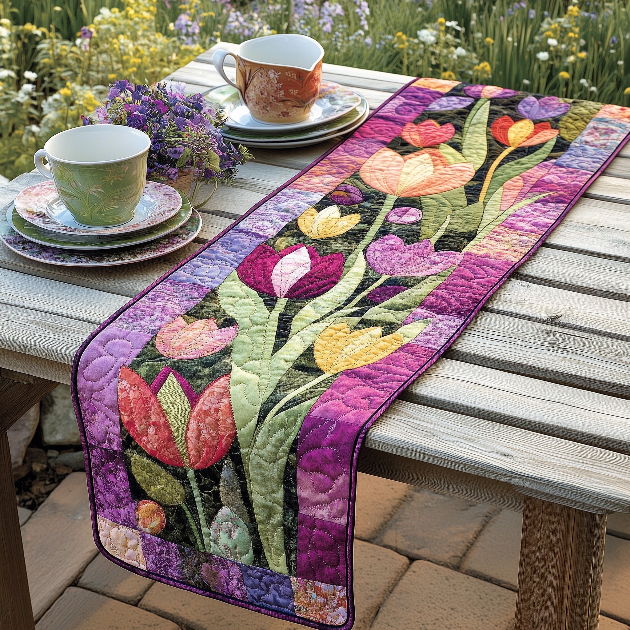 Spring Tulips Quilted Table Runner GFTOTL3221