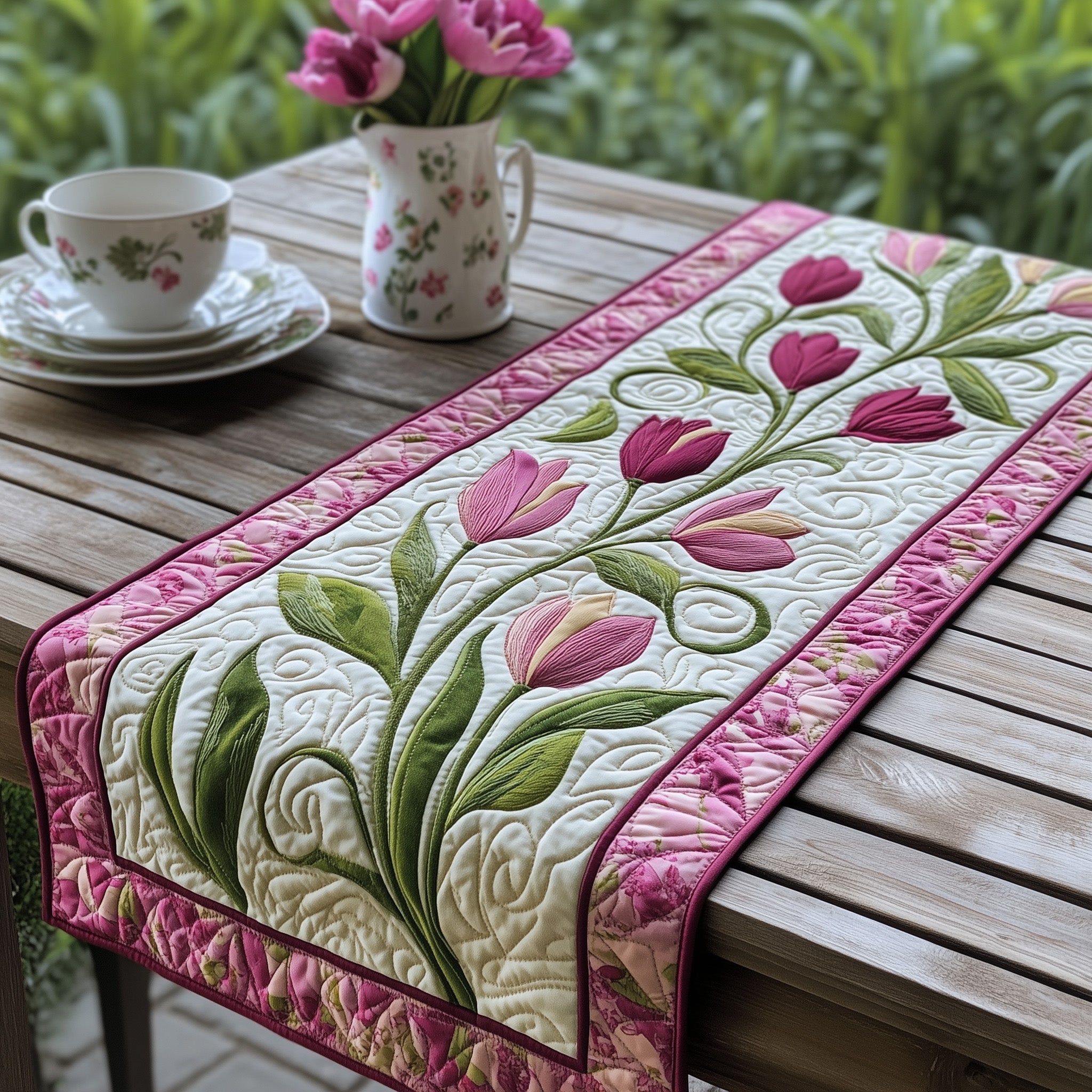 Spring Tulips Quilted Table Runner GFTOTL3222
