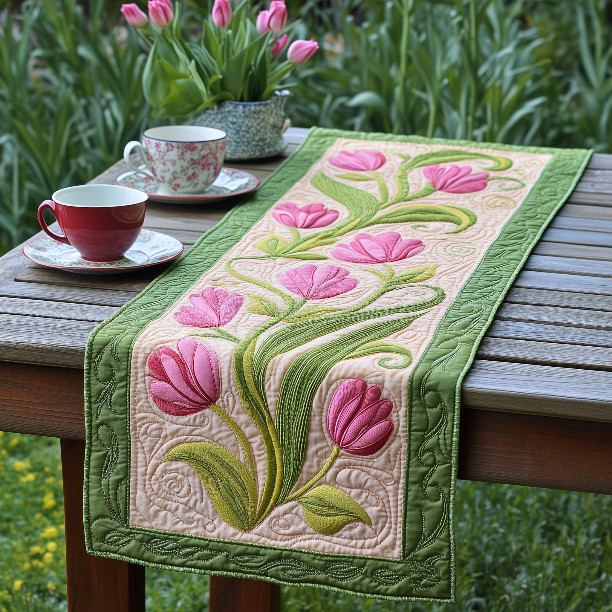 Spring Tulips Quilted Table Runner GFTOTL3223